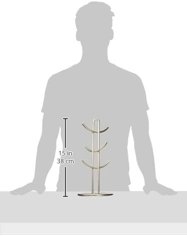 Spectrum Diversified Euro 6 Holder Countertop Mug Tree, Mugs & Tea Cup Storage Rack, Coffee Counter Bar Accessory & Kitchen Organizer, Large, Satin Nickel