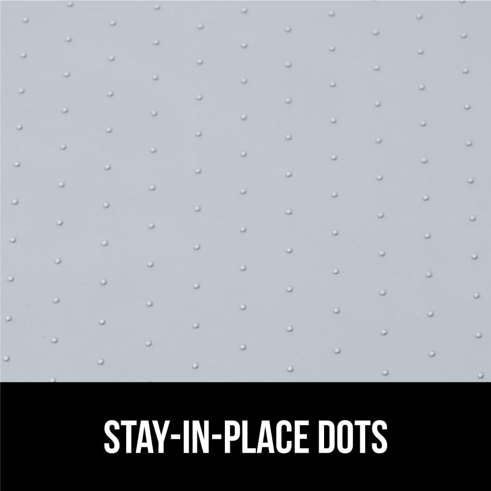 GORILLA GRIP Waterproof Silicone Under Sink Mat with Raised Lip for Kitchen and Bathroom, Cabinet Shelf Liner Stay in Place Mats Dishwasher Safe Drawer Liner, Organizer Tray, 19 x 34 in, Light Grey