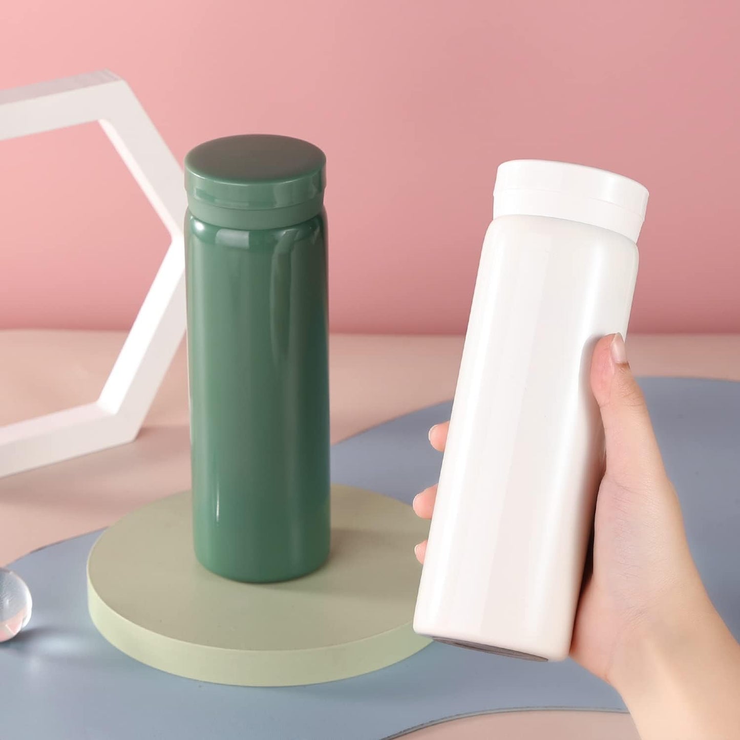 Mini Thermos Cute Water Bottle - 7 oz Tiny Insulated Vacuum 18/10 Stainless Steel Small Flask - Leak Proof & Spill Proof & Keeps Cold and Hot for Drink, Coffee, Tea - White