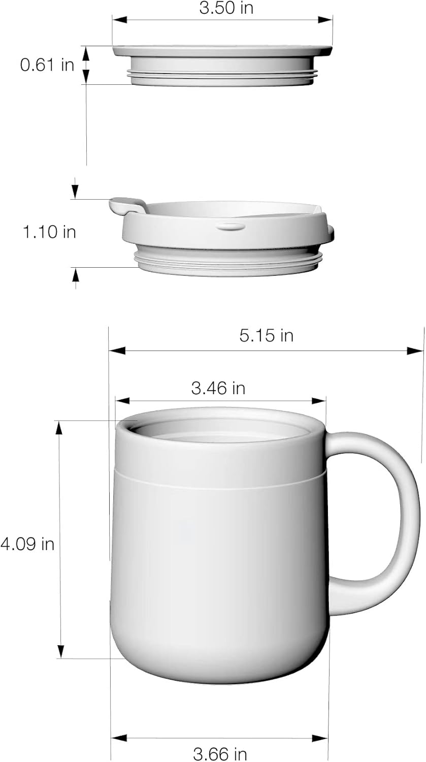 16OZ Stainless Steel Insulated Coffee Mug with Handle and Lid, Double Wall Vacuum Coffee Tumbler Thermal Cup with 2 Lids