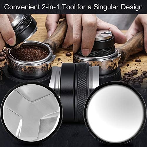 53mm Coffee Distributor and Tamper, Dual Head Coffee Leveler Compatible with Breville 54mm Portafilter, Adjustable Depth- Professional Espresso Hand Tampers