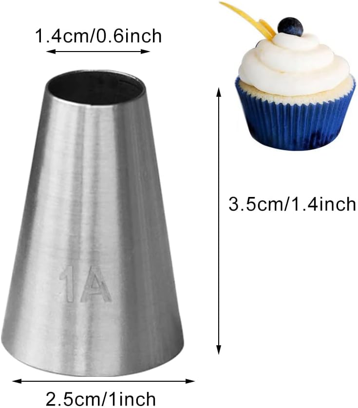 1A Piping Tip,Large 1A Tip for Cake Decorating,Round tip for macarons,3 Pcs