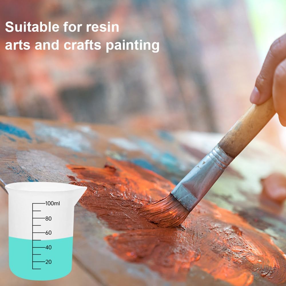 8 PCS Silicone Measuring Cups Kits,Silicone Measuring Cup,100ml Non-Stick Mixing Cups,Precise Scale,Durable Easy Clean for Epoxy Resin,Stain Jewelry Making,Casting Molds, Waxing,DIY, Art,Craft