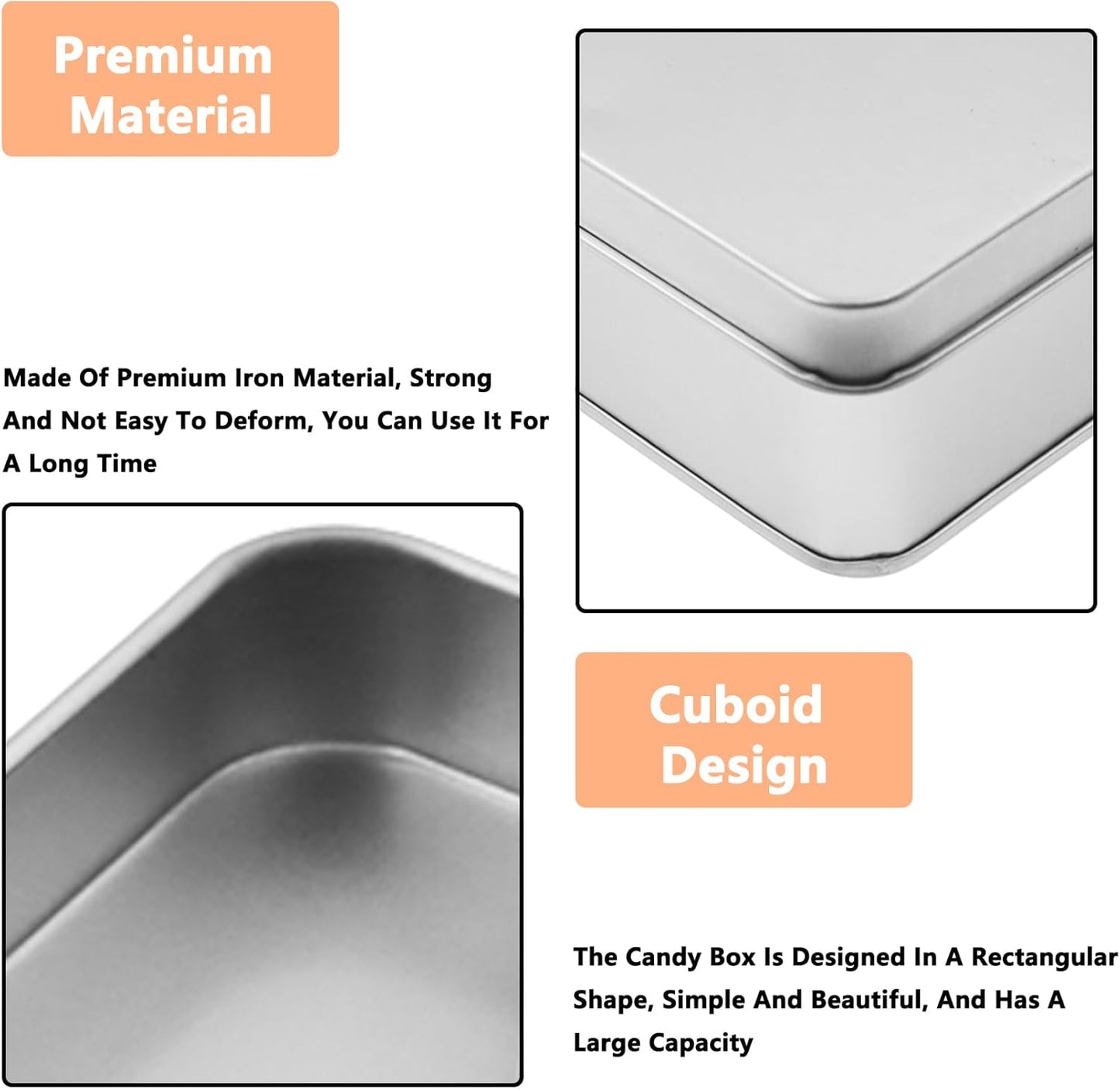 Metal Empty Boxes, Tin Boxes with Lid,Small Silver Tin Boxes,Stackable Organizer Containers,8PCS Storage Tin for Home Outdoor Active Storage Containers