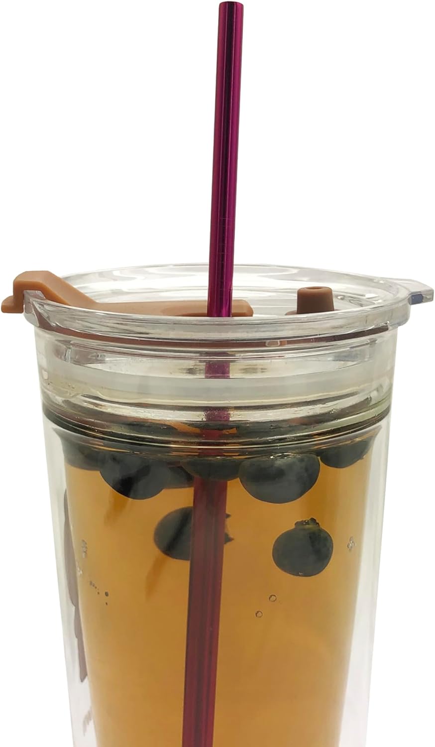 10 Pcs Stainless Steel Straws, Reusable Drinking Straws, 5 Straight + 5 Bent Metal Straws Set With 2 Pcs Cleaning Brushes (Rose Red, 10.5 Inch)