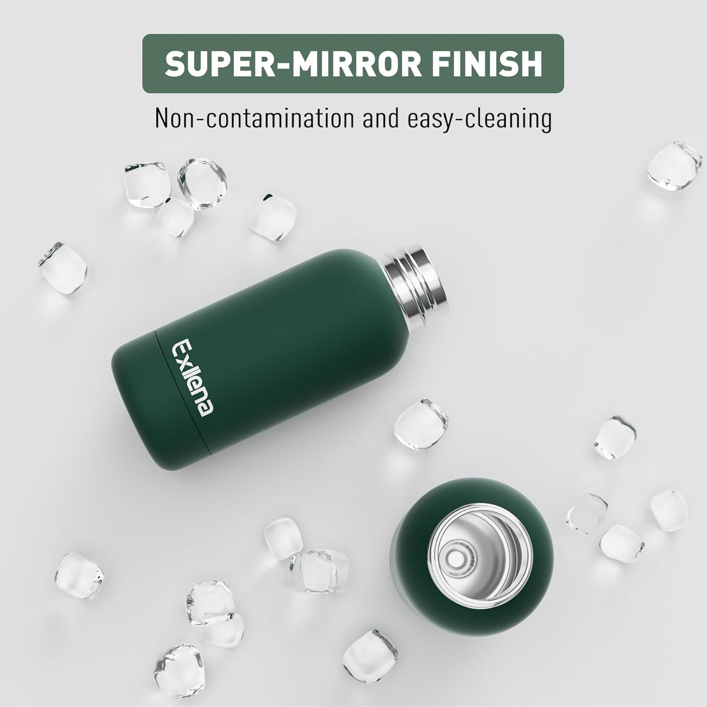 Small Water Bottle 12oz with Clip, Double Wall Stainless Steel Vacuum Small Insulated Water Bottle Keeps Drinks Cold 24 Hrs/Hot 12 Hrs for Kids Handbag School BPA Free (Emerald Green)