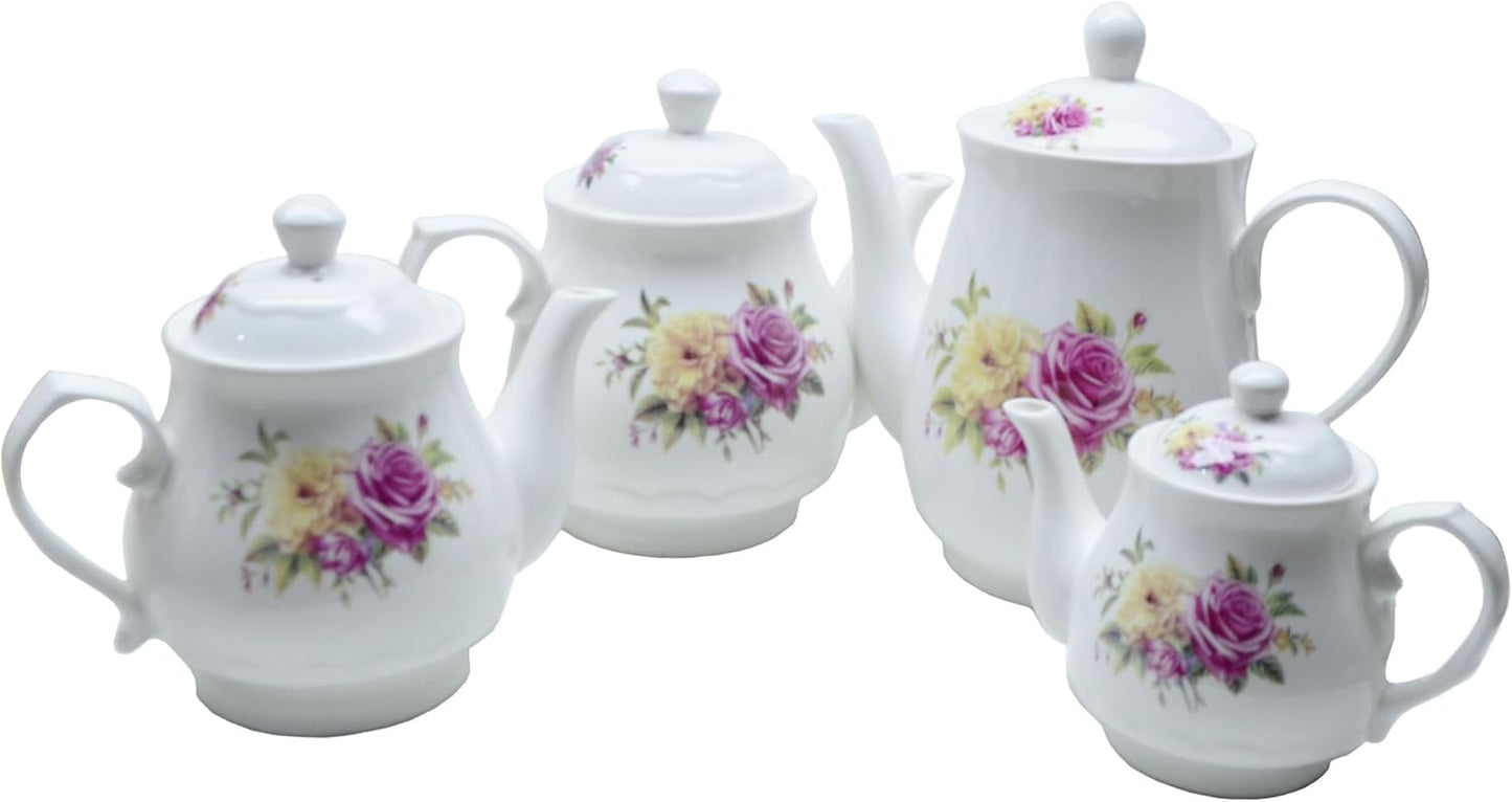 European Style Porcelain Teapot, Coffee Tea Water Pot Vintage Ceramic Kettle (28oz)