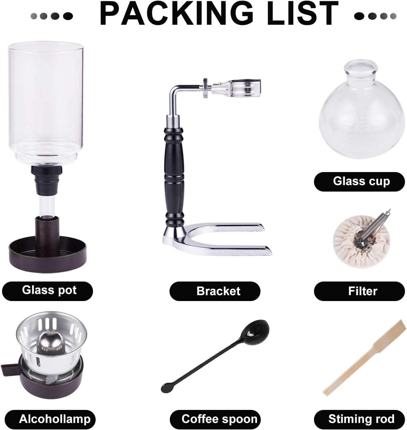 YUCHENGTECH Siphon Syphon Coffee Maker Tabletop Glass Siphon Pot Glass Technica Siphon Vacuum Coffee Maker(5 Cups(600ml))