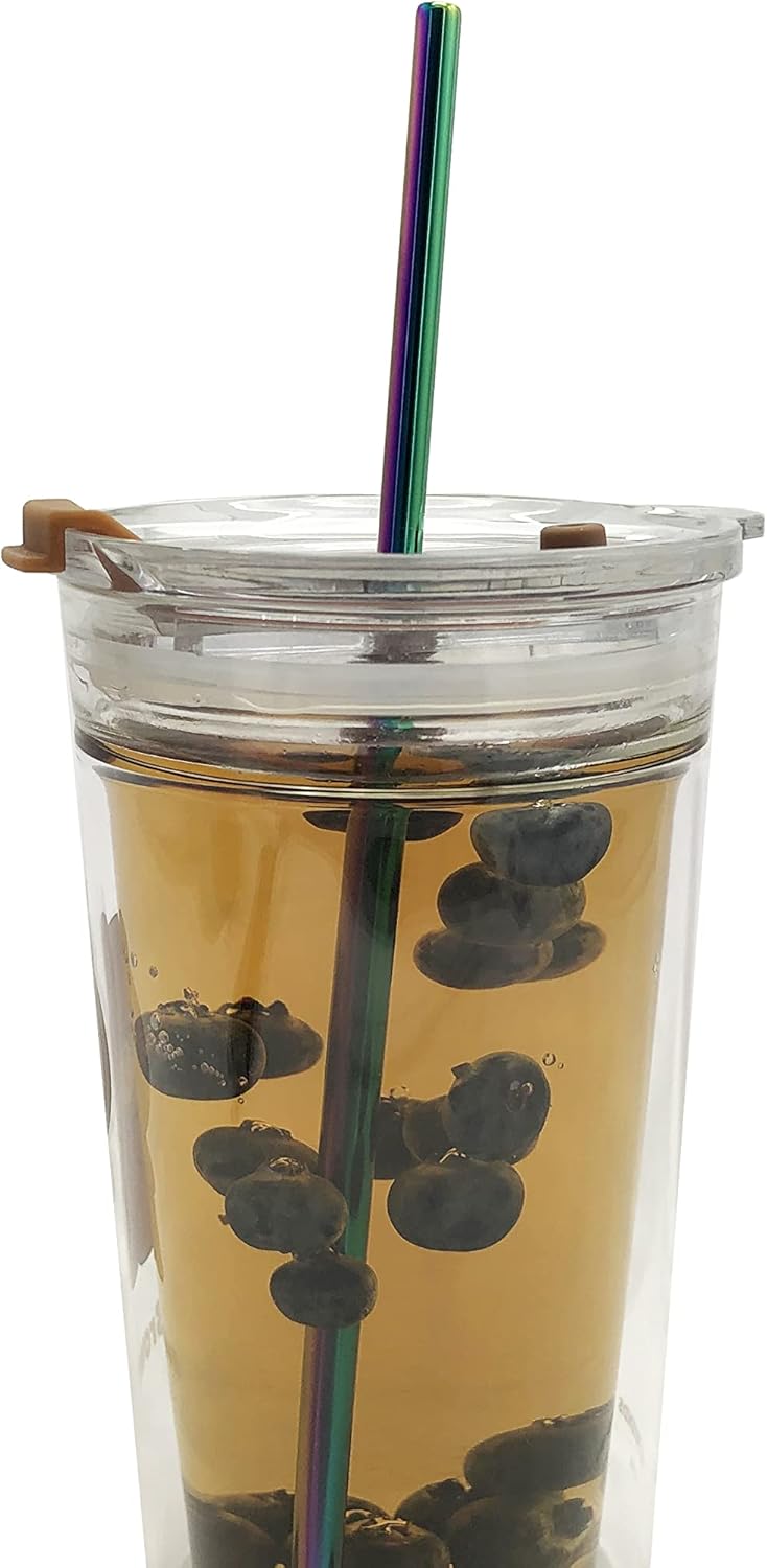 10 Pcs Stainless Steel Straws, Reusable Drinking Straws, Straight Metal Straw Sets with 2 Pcs Cleaning Brushes (8.5 Inch, Colorful)