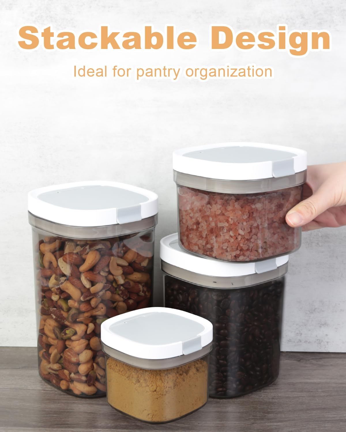 Airtight Food Storage Containers Set, 1.1QT BPA Free Coffee Canisters with Magnetic Scoop, Ideal for Beans, Ground Coffee, Spices, Herbs, Keeps Freshness, Easy to Clean