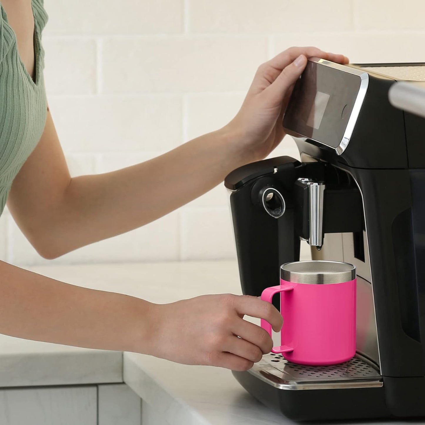 ALOUFEA 12oz Insulated Coffee Mug Cup with Handle, Stainless Steel Travel Coffee Mug with Flip Lid, Double Wall Vacuum Coffee Tumbler,Lavender