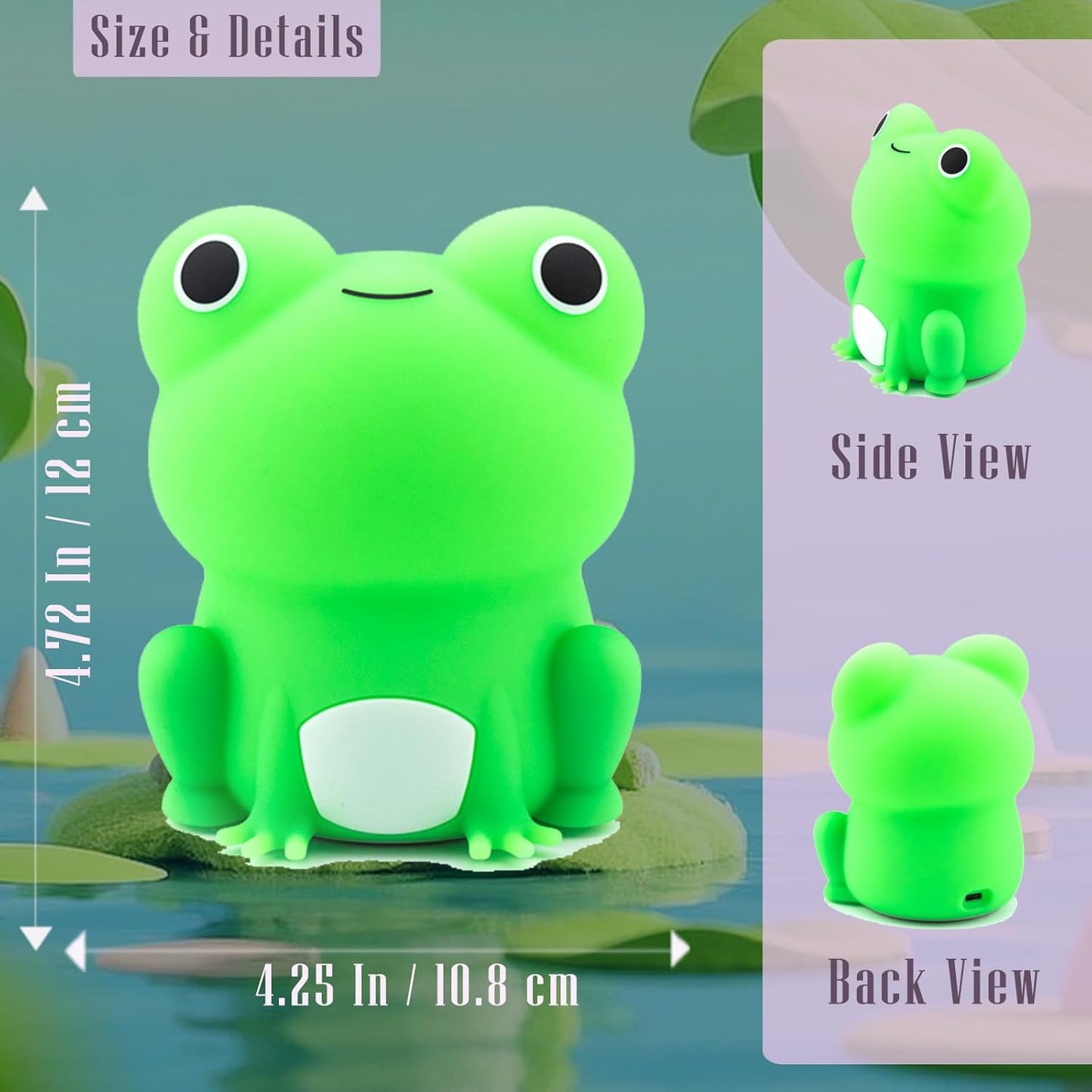 Frog Night Light, Frog Gifts, Cute Silicone Nursery Rechargeable Dimmable Bedside Lamp, Kids' Bedroom Decor, Gift for Children, Teens, Christmas Birthdays