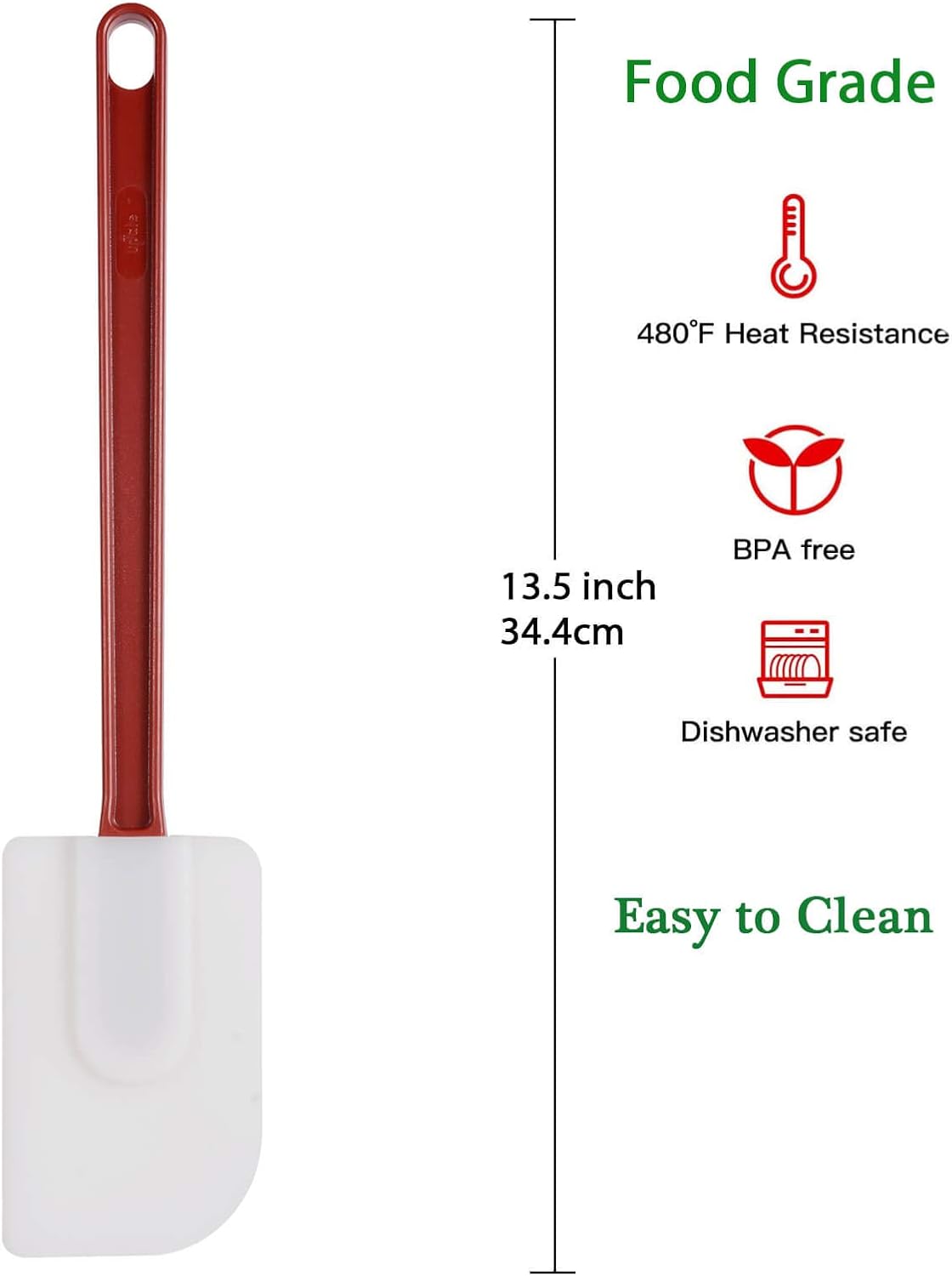 Silicone Rubber Spatula Set of 3, 14 Inch High Heat Commercial Spatula (3 Scrapers)