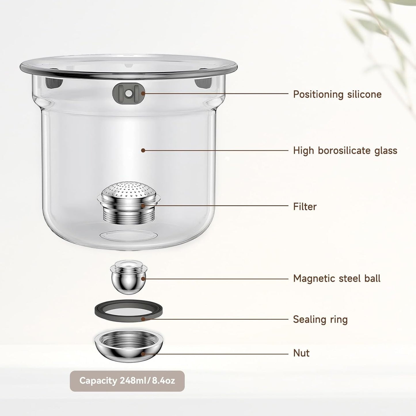 Enchanti Tea Pot, Magic Glass Teapot with Strainer,Magnetic Water Separation with Infuser -800ml/27.1oz