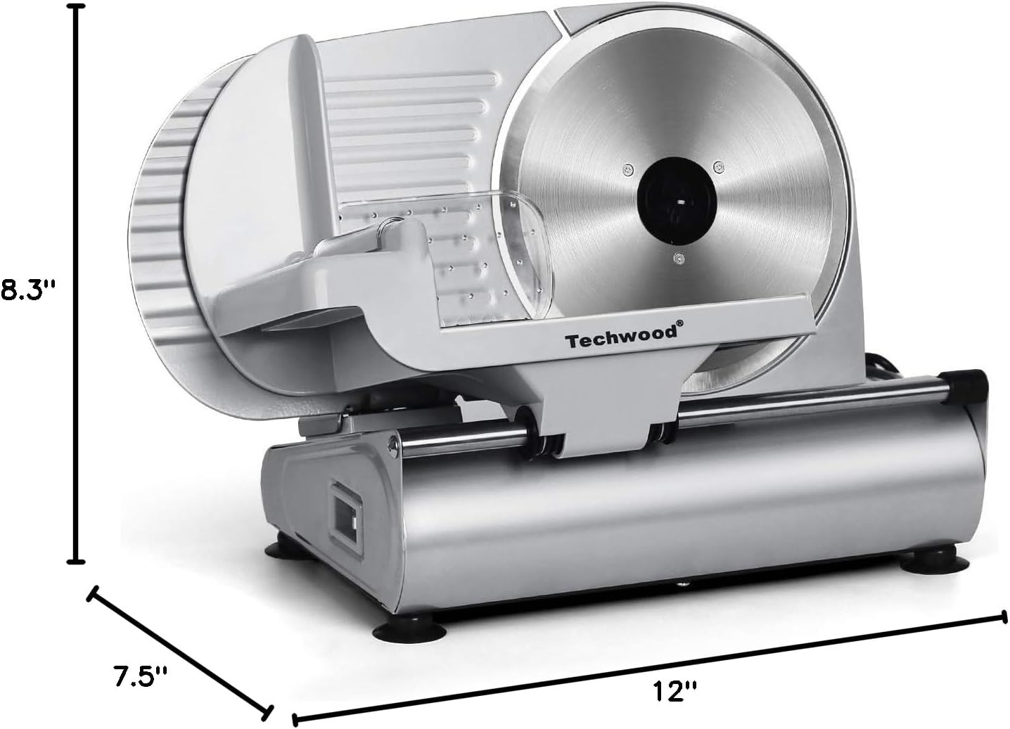 Meat Slicer, Techwood 200W Electric Food Slicer with Removable 9” Stainless Steel Double Blade, Silver