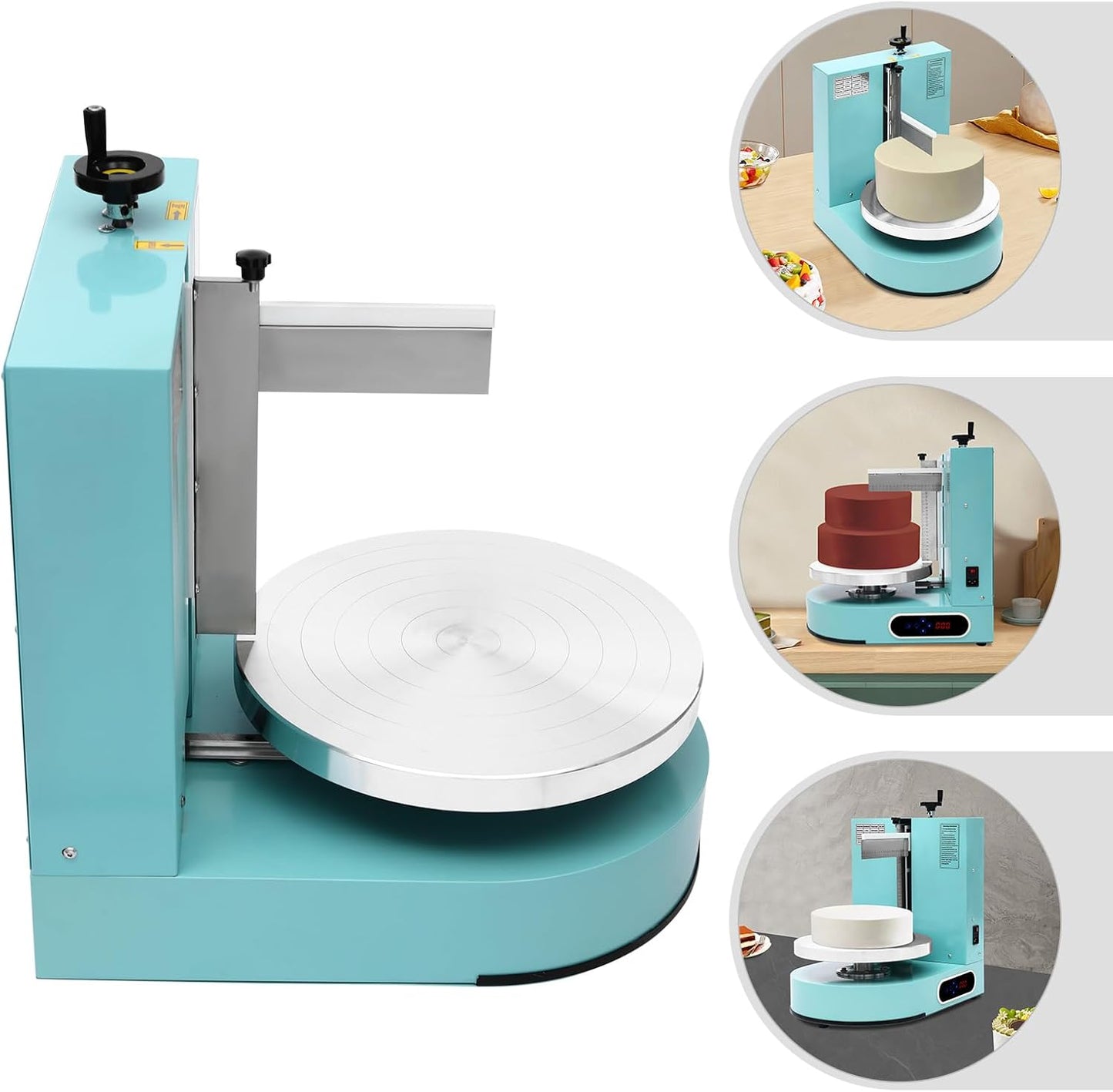 Cake Decorating Coating Machine Cream Spreading Automatic Frosting Turntable with Graduated Scraper for 4-12inch Cakes, 30-200RPM Rotating Speed