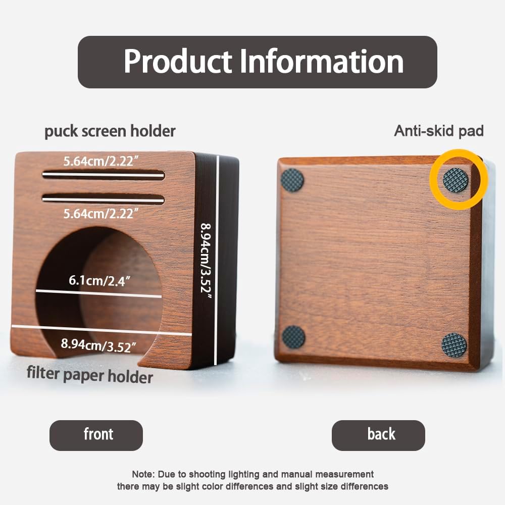 2 IN 1 Holder Stand For the Coffee Filter Paper and Espresso Puck Screen,Sapele Premium Solid Wood Organizer For Tidying Espresso Accessories(Filter Not Included) (for 58mm)
