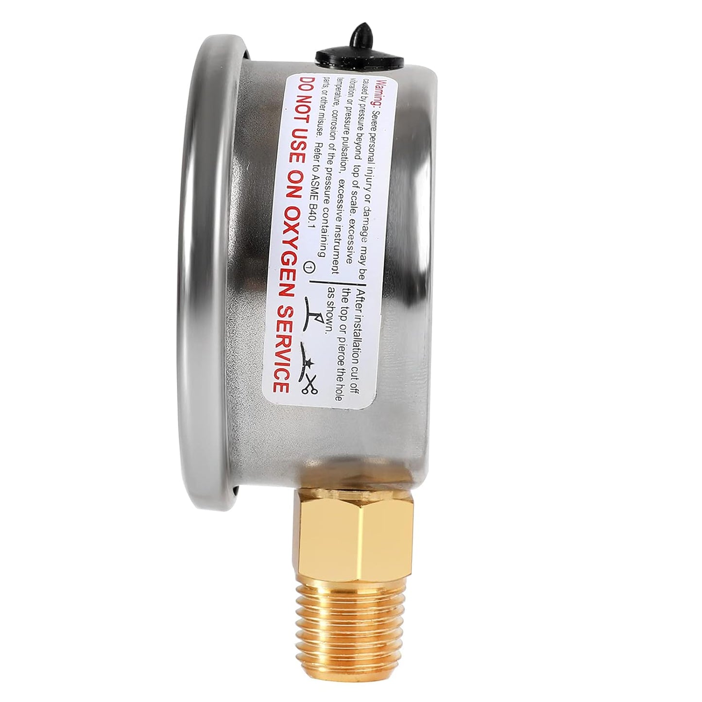 Glycerin Filled Pressure Gauge with 304 Stainless Steel Case, 2.5" Dial Size, 30InHg/0, High Accuracy, 1/4" NPT Center Lower Mount with Single Scale…