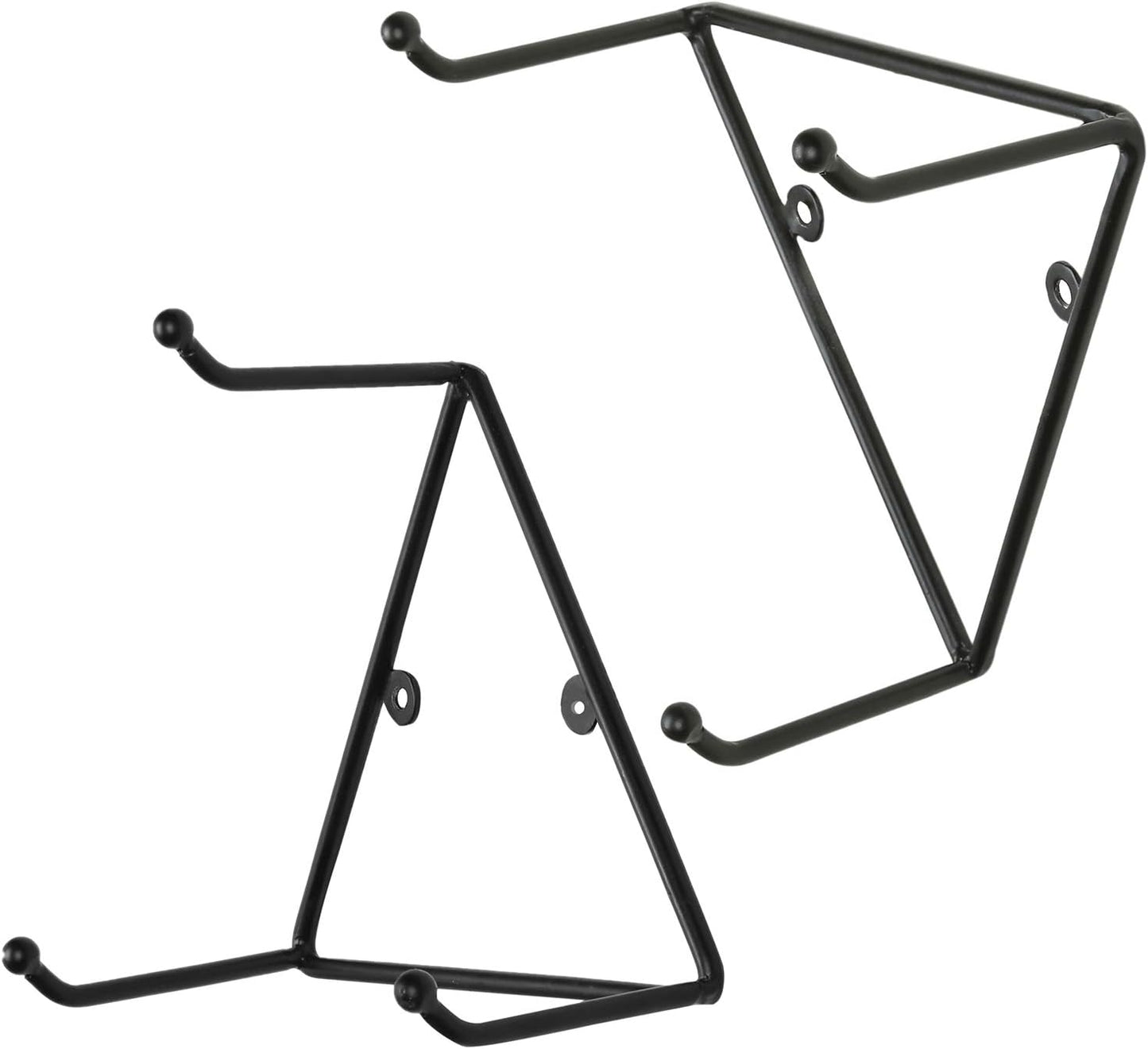 MyGift Matte Black Metal Triangular Coffee Mug Holder Wall Mount Display Rack Mug Organizer with 3 Hooks, Set of 4