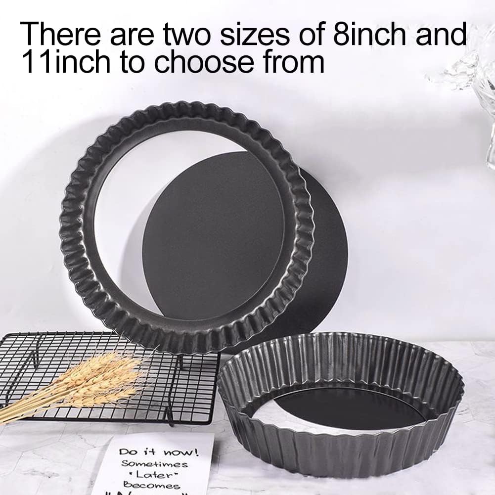 CALIDAKA Tart Pan Non-Stick Carbon Steel Quiche Pan Removable Bottom Pie Pans for baking Quiche Baking Dish(SIZE:8inch)