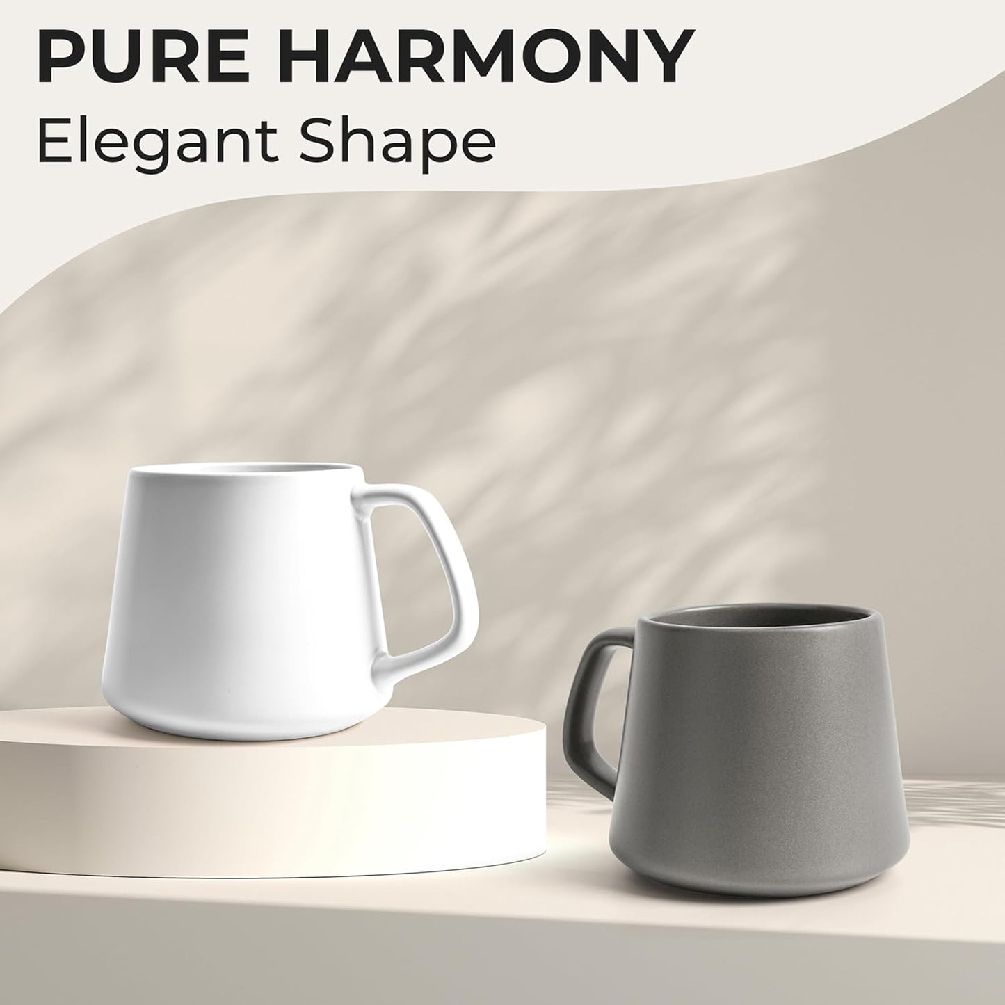 MIAMIO - Coffee Mugs Set of 4 / Large Ceramic Coffee Cups (14 oz) - Mug for Cappuccino, Tea, Espresso - Microwave and Dishwasher Safe - Luxe Collection (Classic Pastel)