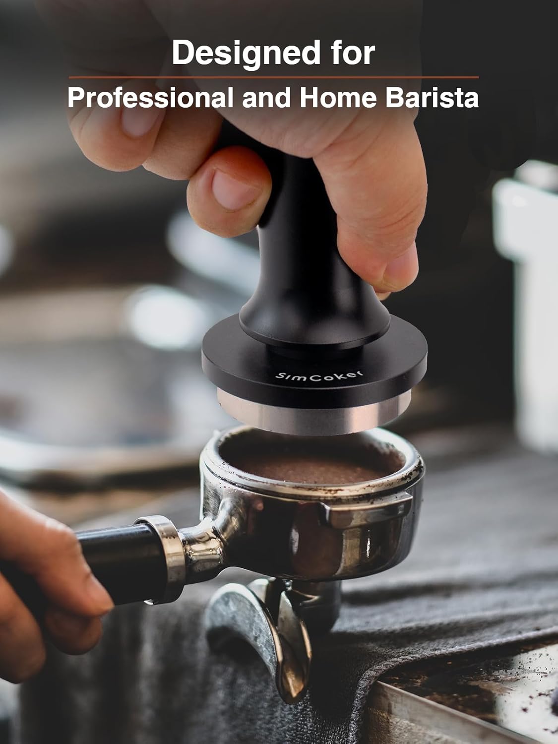 Espresso Tamper, Barista 58mm Coffee Tamper,Spring-loaded,Stainless Steel,Flat Base