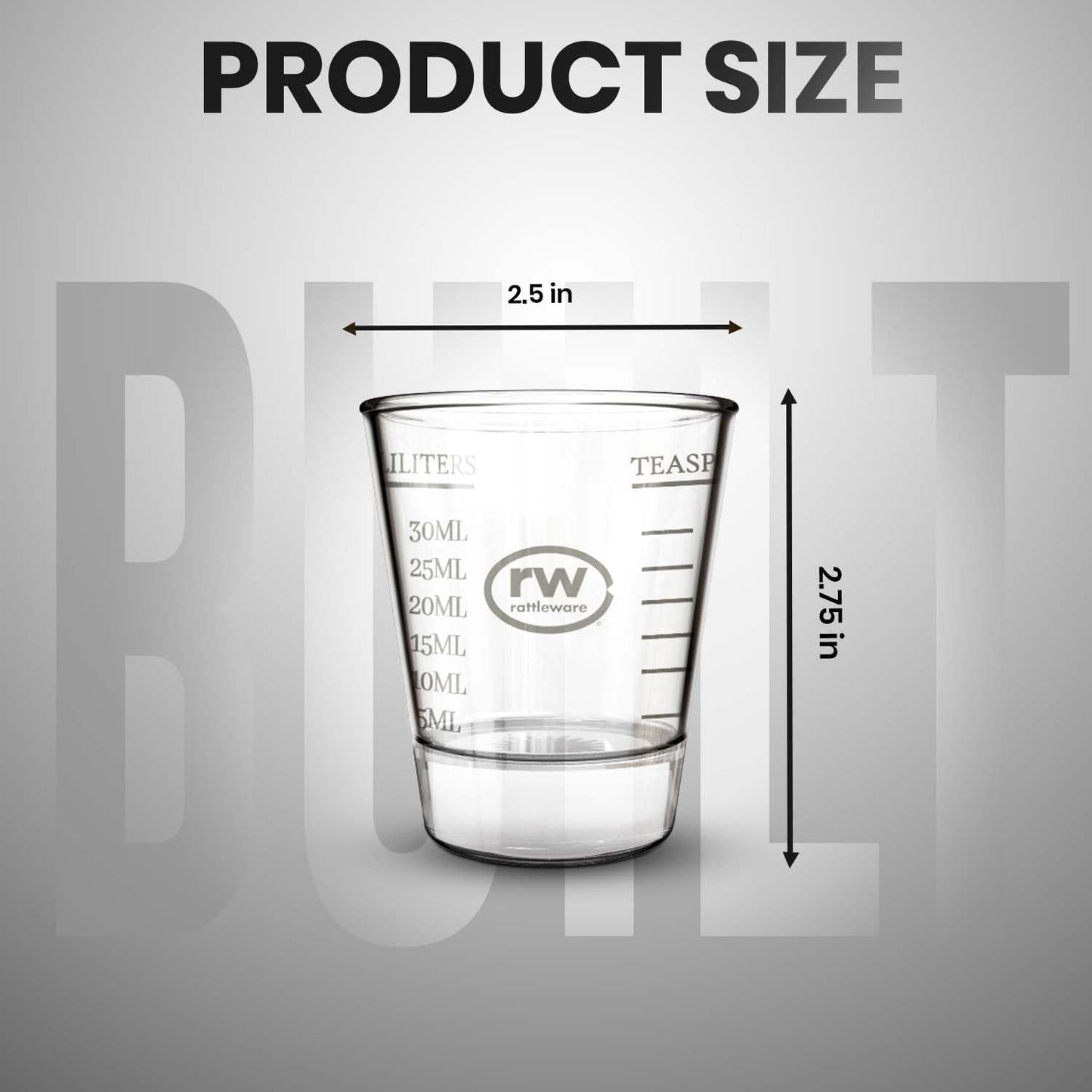 Rattleware Premium 1.5 oz Graduated Shot Glass β Heavyweight Glass with Oz, ml, tsp, tbsp Markings β Stylish & Durable for Home Bars, Coffee, Espresso Shots, Cocktails & Gatherings