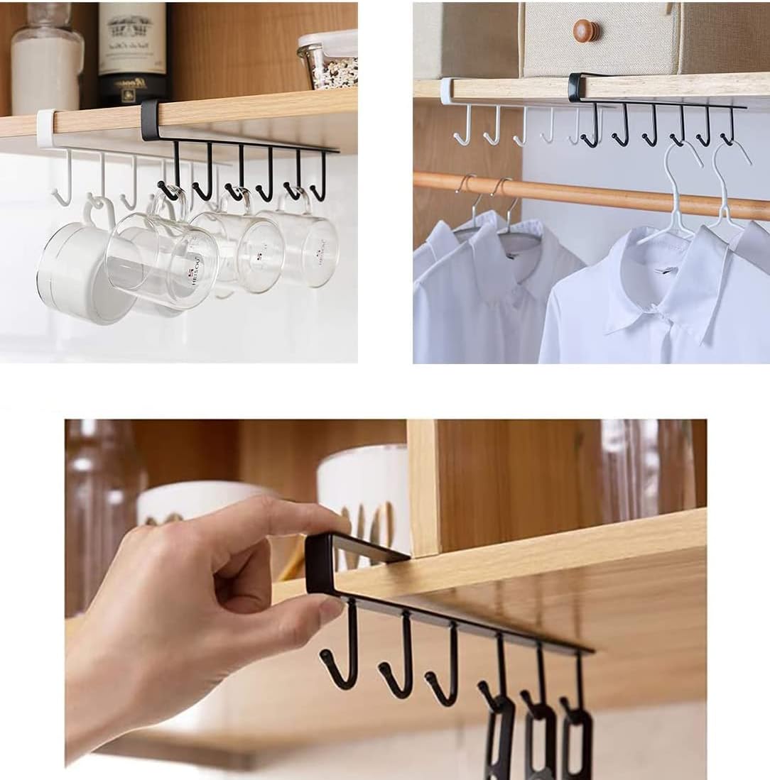 eywlwaar Mug Cups Cabinet Mug Hooks Kitchen Storage Hanging Hooks (4 Pack-White)