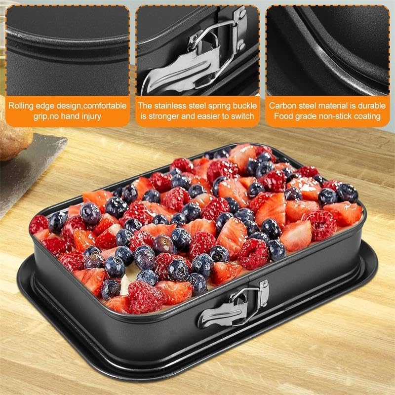 HEAVYSEVEN Removable Bottom Rectangle Cake Pan - Carbon Steel Cheesecake & Torte Baking Pan with Detachable Base