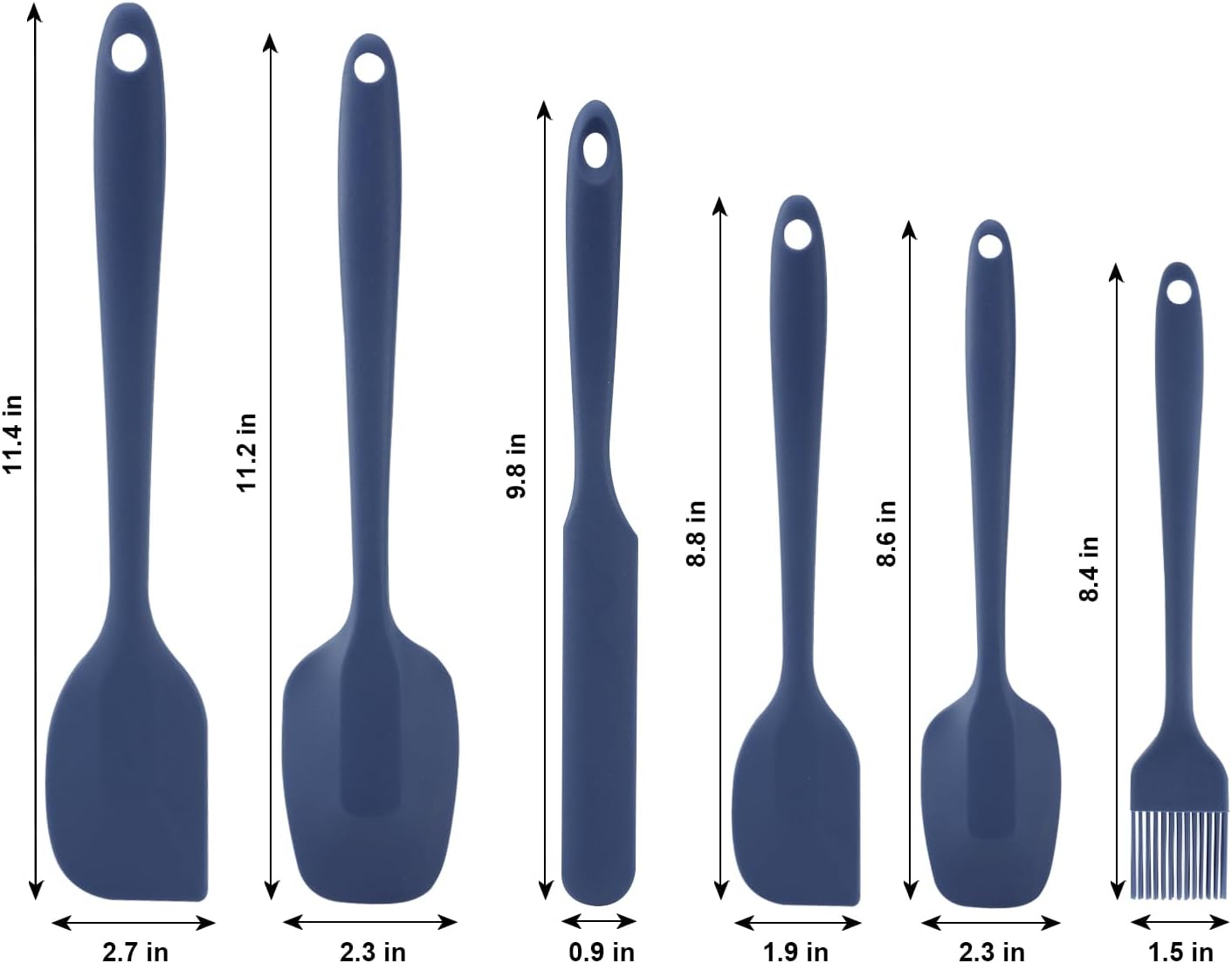 Silicone Spatulas Set, Rubber Spoon Spatula Heat Resistant Spoonula One Piece Design Seamless Spatula Non-Stick Scrapers Baking Mixing Tool (Dark Blue)