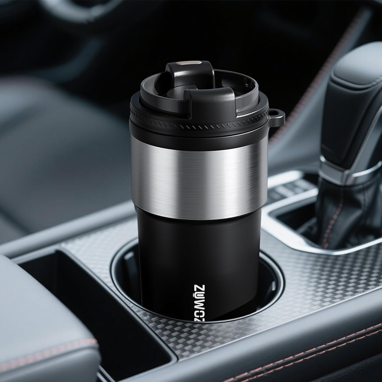 Insulated Travel Coffee Tumbler Mug - Ceramic Inner Wall Reusable Iced Coffee Cups Bottle with Lids, Stainless Steel Insulated Cold Brew Water Tumbler with Straw, BPA Free 16 Oz Water Bottle