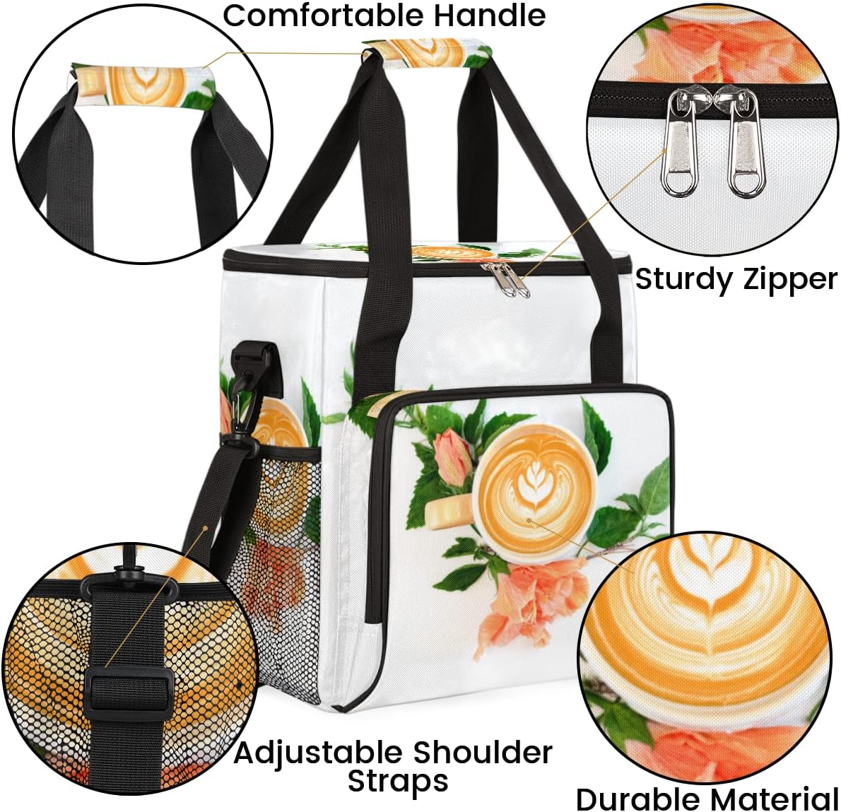 Coffee Latte Art Leaves Coffee Maker Carrying Bag, Coffee Machine Travel Storage Tote Bag Compatible with K-Mini or K-Mini Plus, Portable Single Serve Coffee Brewer Case with Pockets for K-Cup Pods