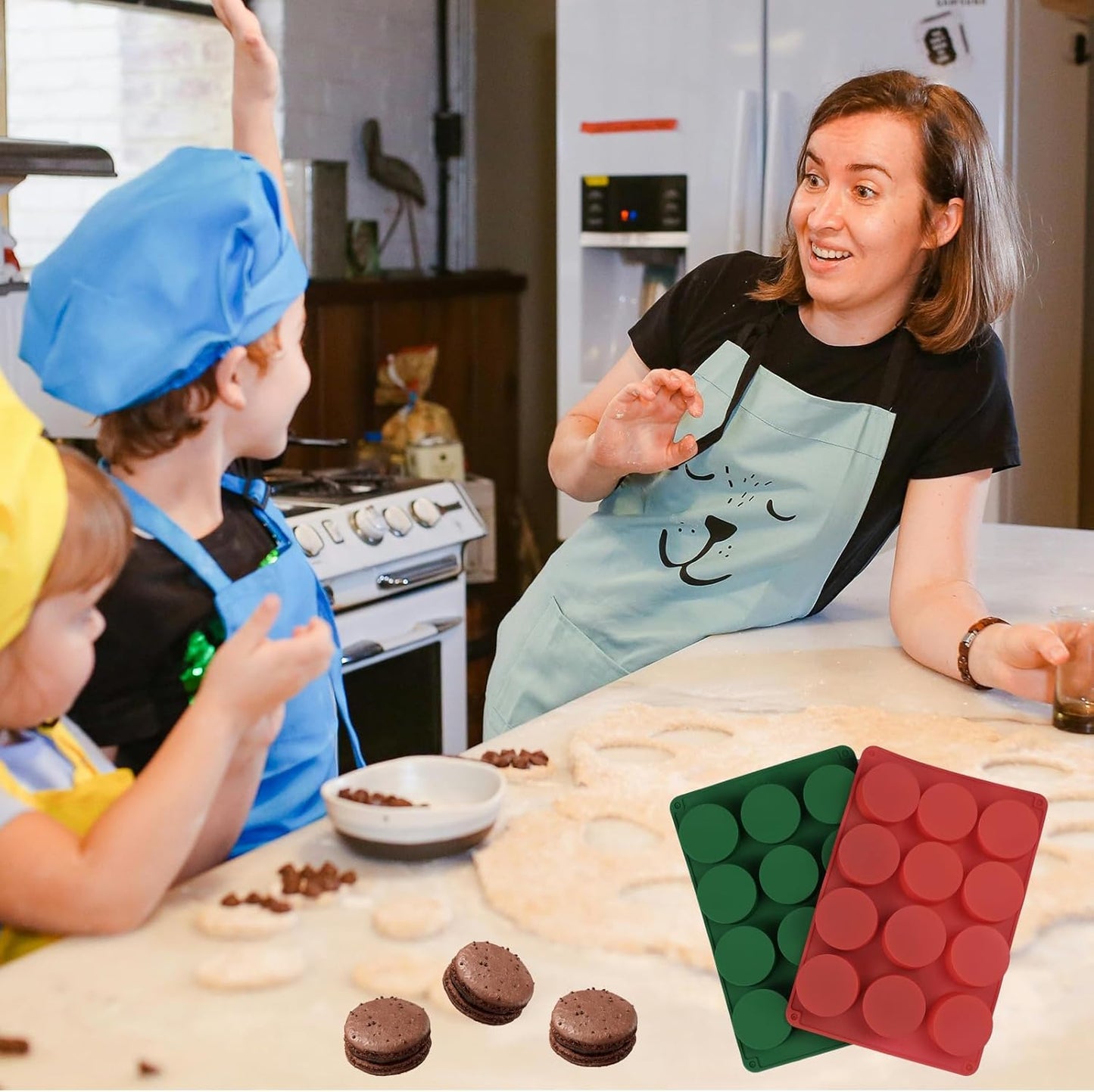 2 Pcs Round Chocolate Cookie Molds, SAGOOITS 12-Cavity Cylinder Chocolate Cover Cookie Silicone Molds for Candy Mini Cakes Jelly Baking