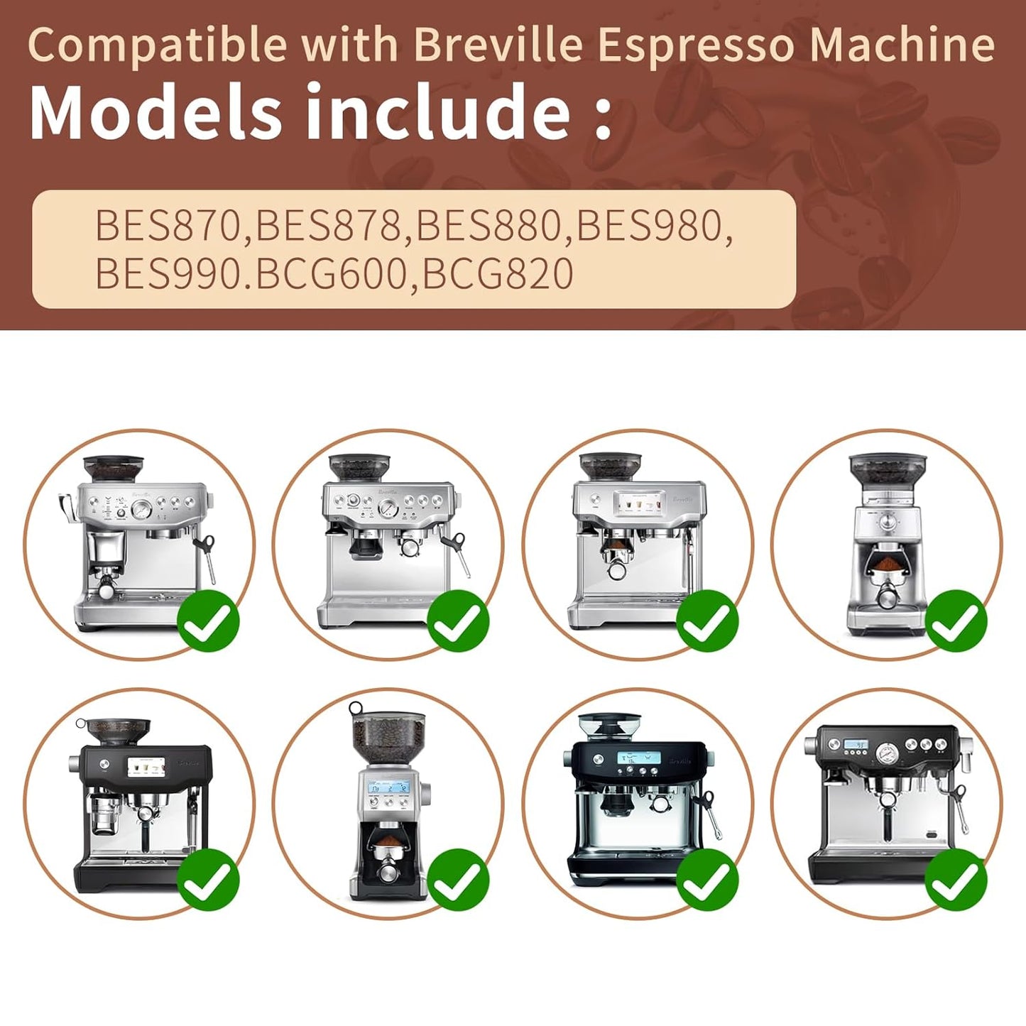 8 Pcs Felt Gasket Replacement for Breville Espresso Machine Grinders, Felt Washer Replacemen Compatible with BES870, BES878, BES880, BES980, BES990, BCG820, Wool Ring Espresso Machines Accessories