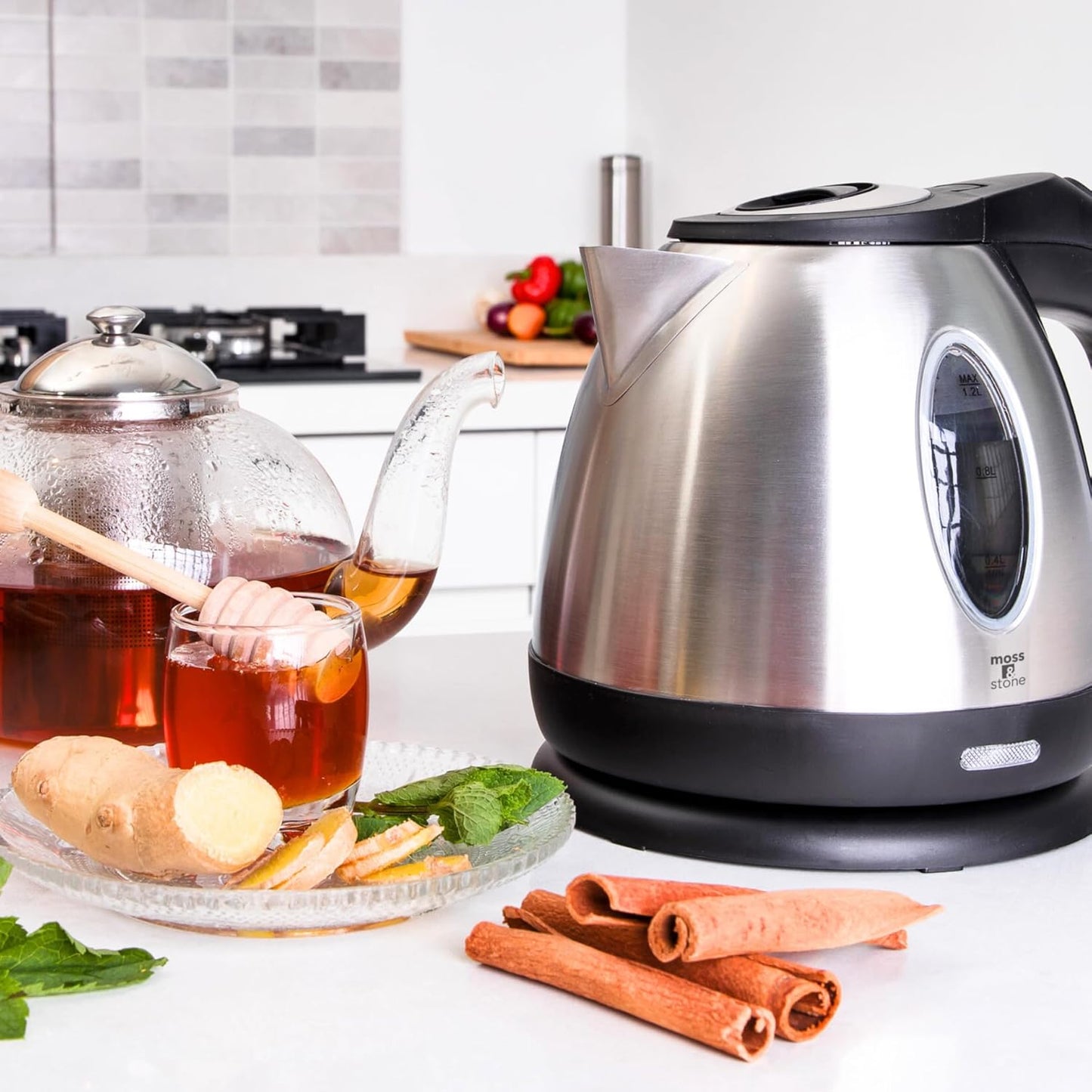 Moss & Stone 1.2L Stainless Steel Small Electric Kettle, Cordless 1500w Fast Boiling Pot, Portable Hot Water Electric Tea Kettle With Boil Dry Protection & Auto Shut-Off