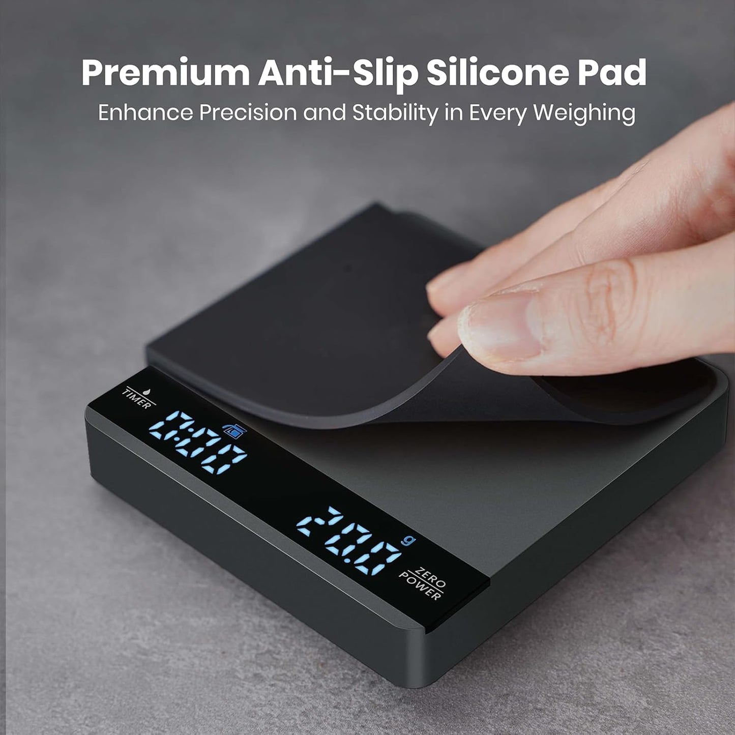 Mini Coffee Scale with Timer, Maestri House Rechargeable Espresso Scale, 2kg/0.1g Accurate Scale for Espresso and Pour-Over Coffee, Portable Digital Kitchen Scale with Automatic Timing-Space Grey