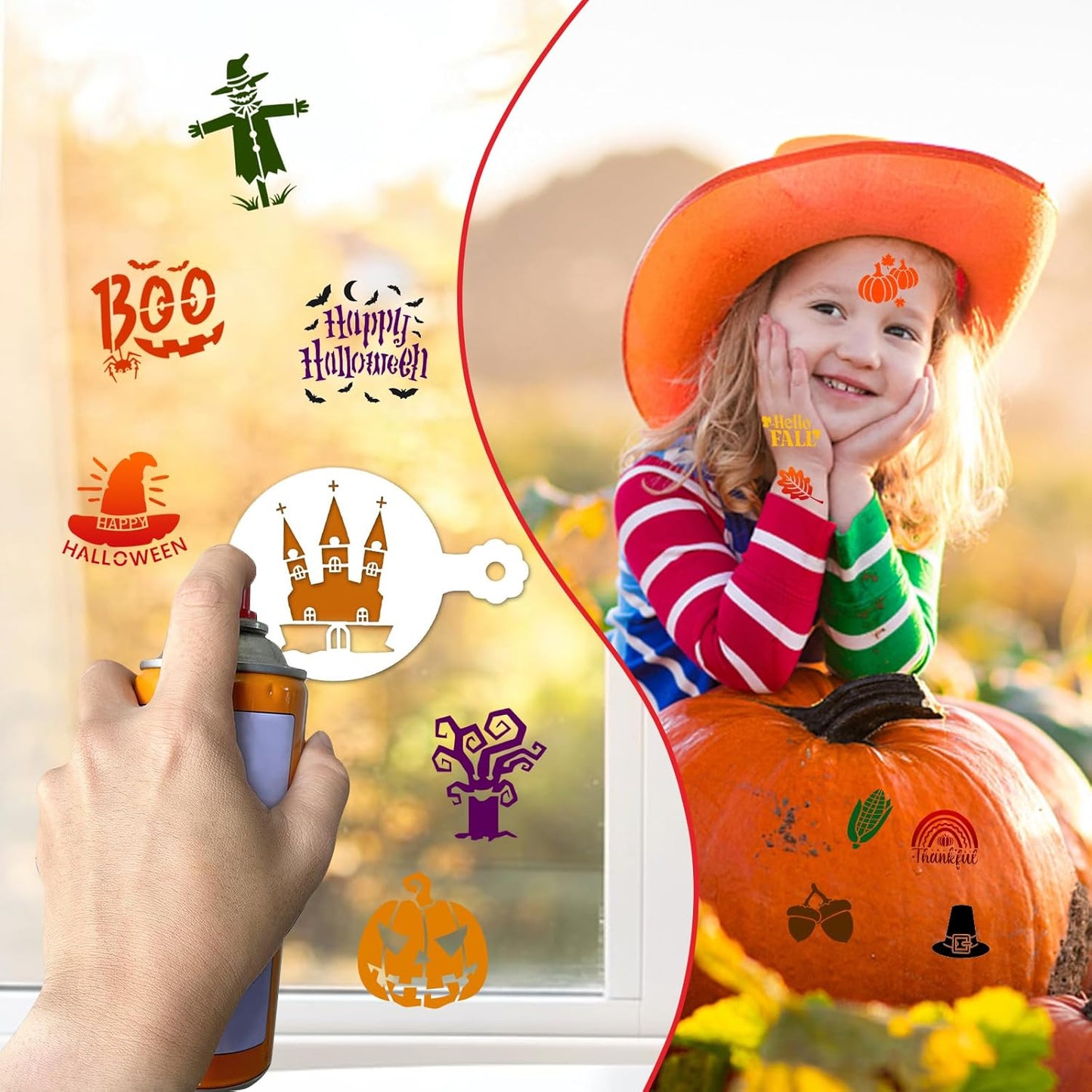 JULBEAR 36 Pieces Reusable Cookie Cake Stencils, Templates Mold Tools for Christmas Halloween Thanksgiving Cookies Baking Painting Dessert Coffee DIY Party Decoration