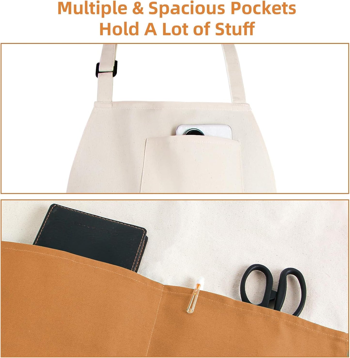 Chef Apron Unisex Two-Tone Professional Kitchen Bib Apron with 2 Pockets Cooking, Grilling, and Baking Gift