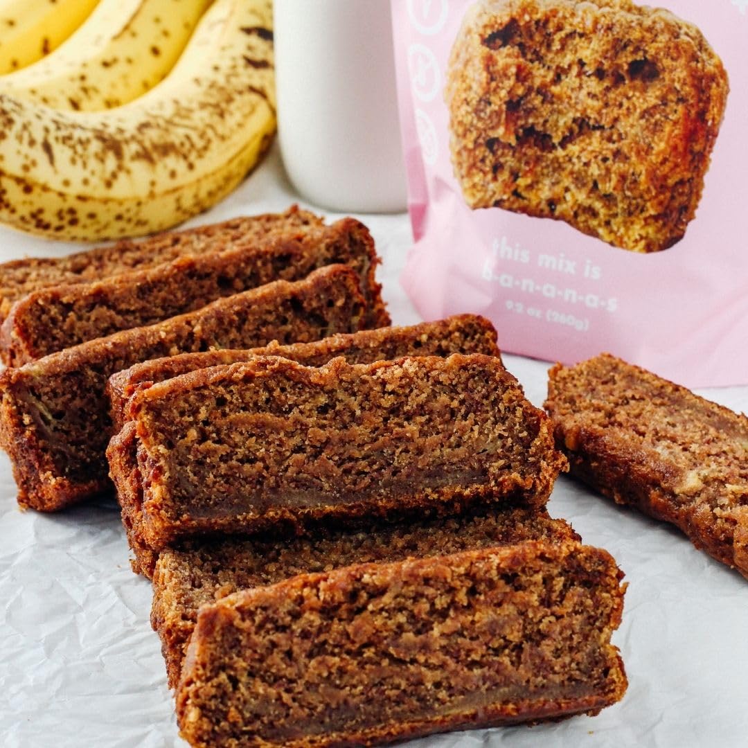 GoNanas Original Oat Flour Banana Bread Mix, Suitable for Plant Based Vegan Diets, Gluten Free Dairy Free Snacks, Healthy Snacks For Adults, Muffin Mix, Nut Free, Cupcakes Dessert, NON-GMO, 3pk