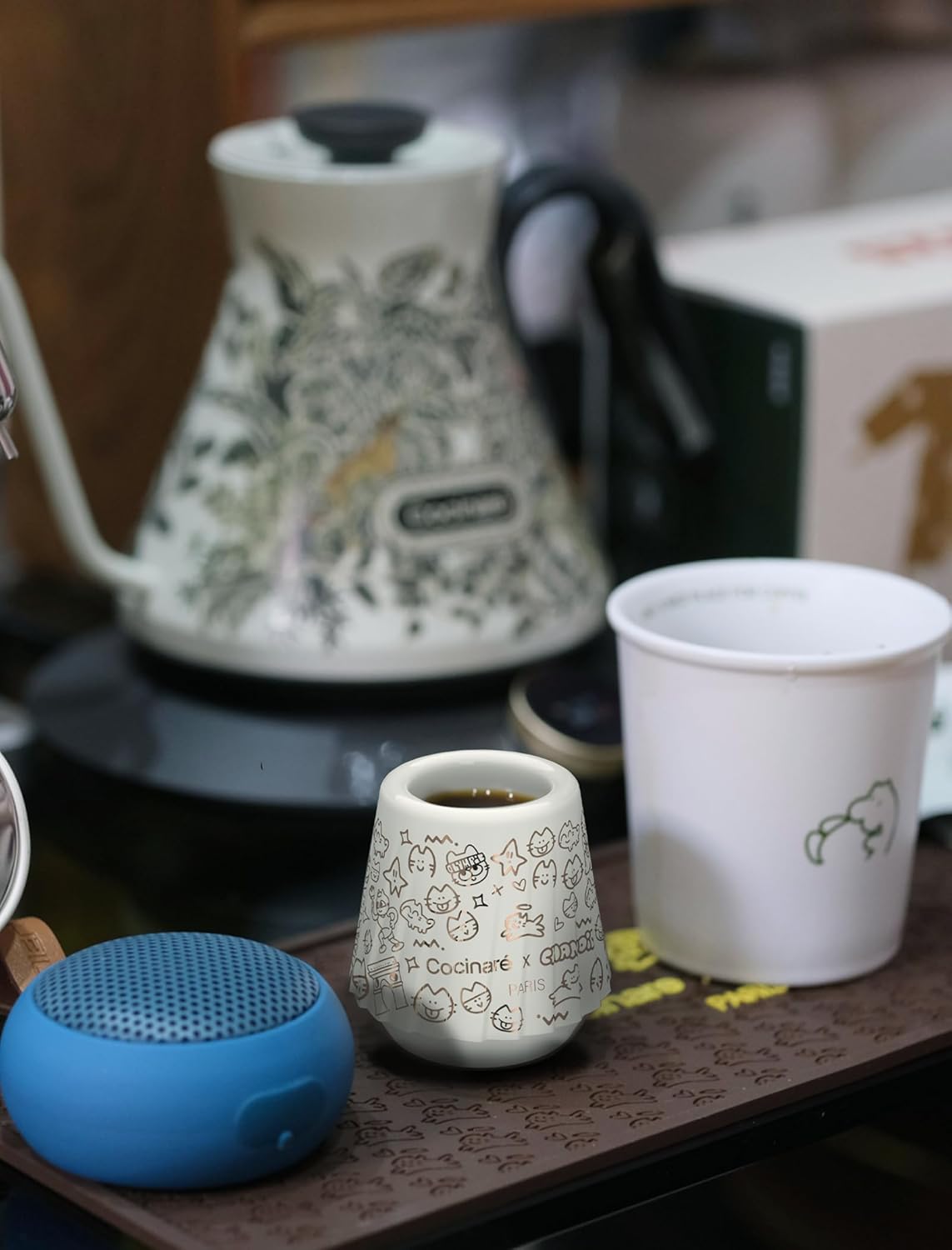 Cocinare x Chanoir KissCup Art Ceramic Espresso Cup – 2.2oz Demitasse Cup for Espresso, Pour-over coffee and Tea, Chanoir White, Art de Paris Collaboration