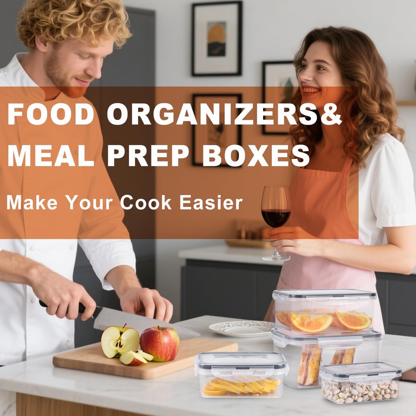 5 PCS Plastic Containers with Lids 94oz-10oz Freezer Containers for Food Storage,Airtight Fruit and Vegetable Storage, Microwave Safe Stackable Storage for Snack Sandwich