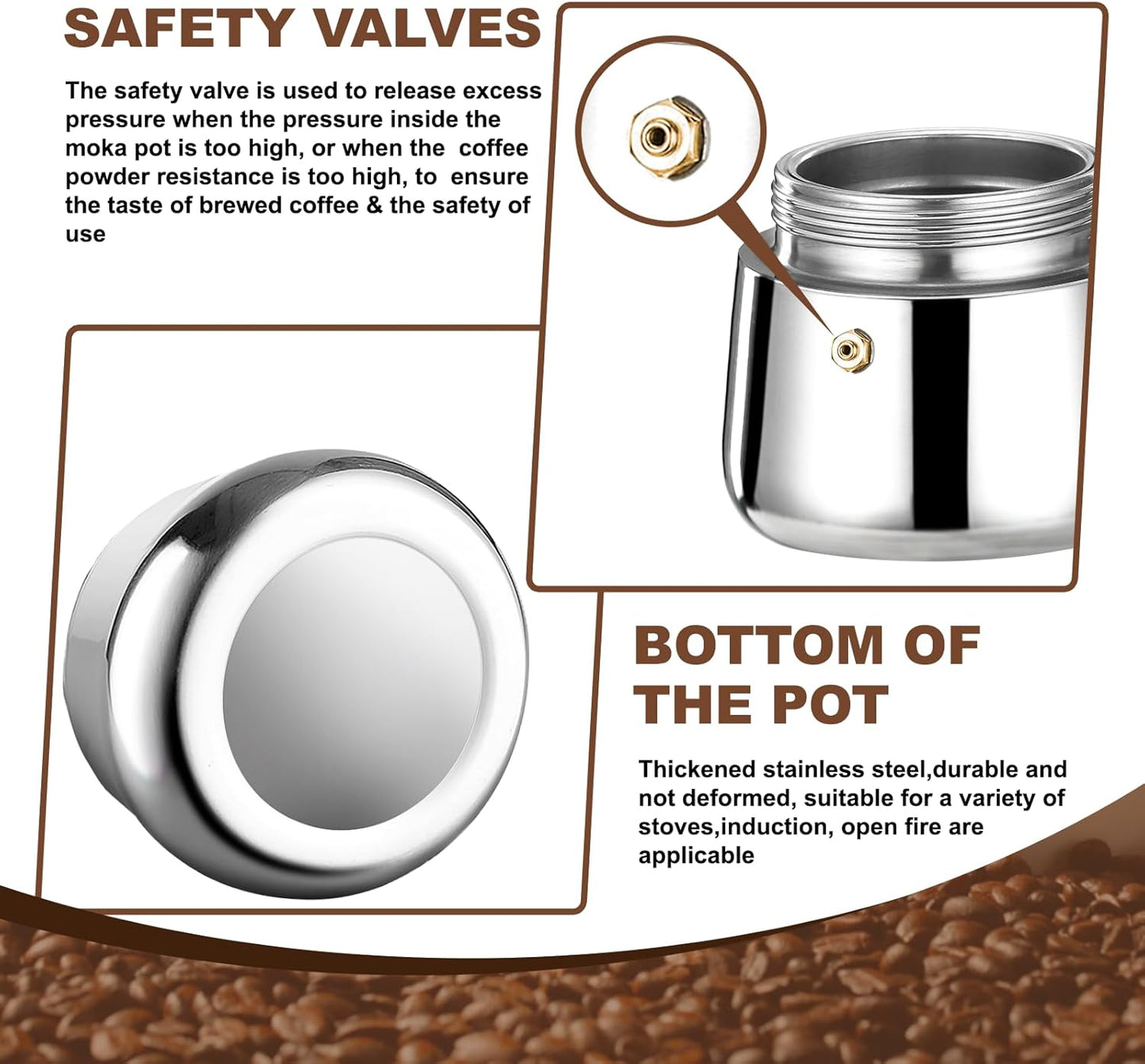 12 Cup Stovetop Espresso Maker Stainless Steel Moka Pot Stove Top Percolator Italian Coffee Makers Capable Mocha Greca Machine Cafe Classic Induction Cookers for Home and Camping 600ml 20oz