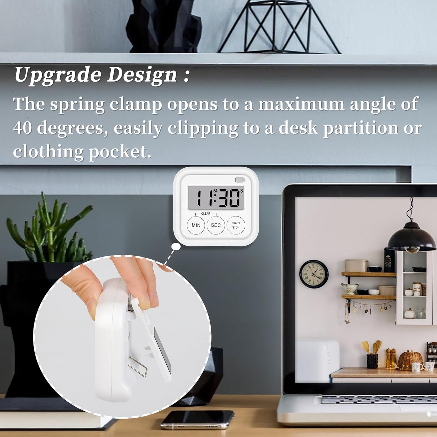 Timer, Kitchen Timers for Cooking Classroom Timer for Kids Teachers Digital Magnetic Timers 4 Pack, White