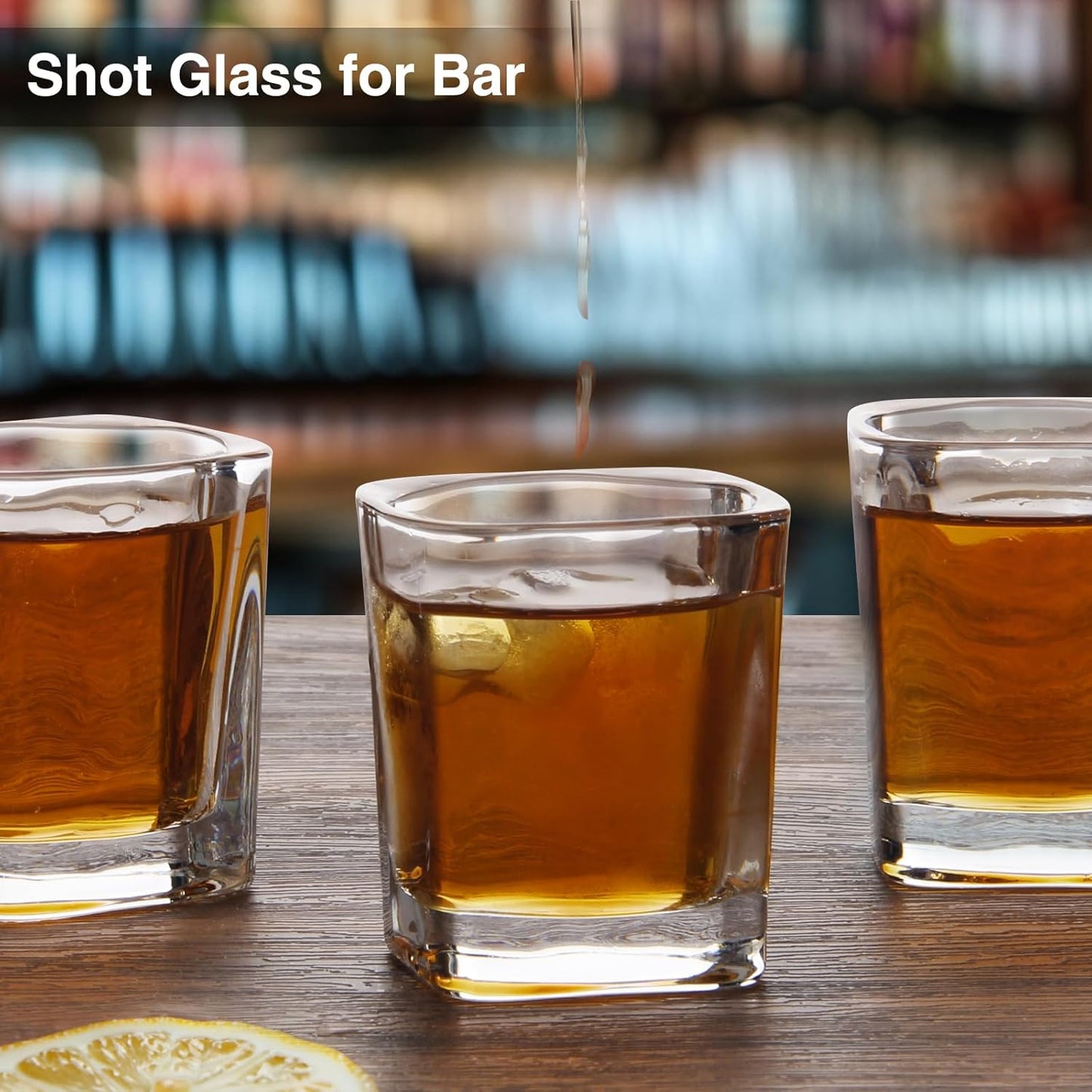 Ruckae 12 Pack 2 OZ Shot Glasses Set Clear Shot Glasses Bulk with Heavy Base Bar Square Glass Shot Cups for Vodka Tequila Whiskey Liquor