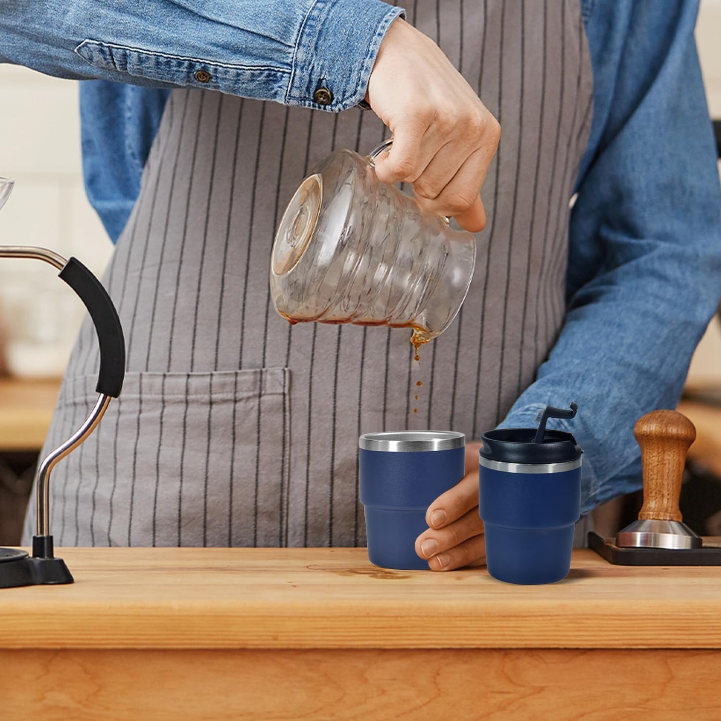 6oz Vacuum Insulated Espresso Cup Set of 2, Espresso Shot Cup for Coffee, Double Wall Stainless Steel Mini Tumbler Shot Glasses with Lid, Mini Coffee Cup