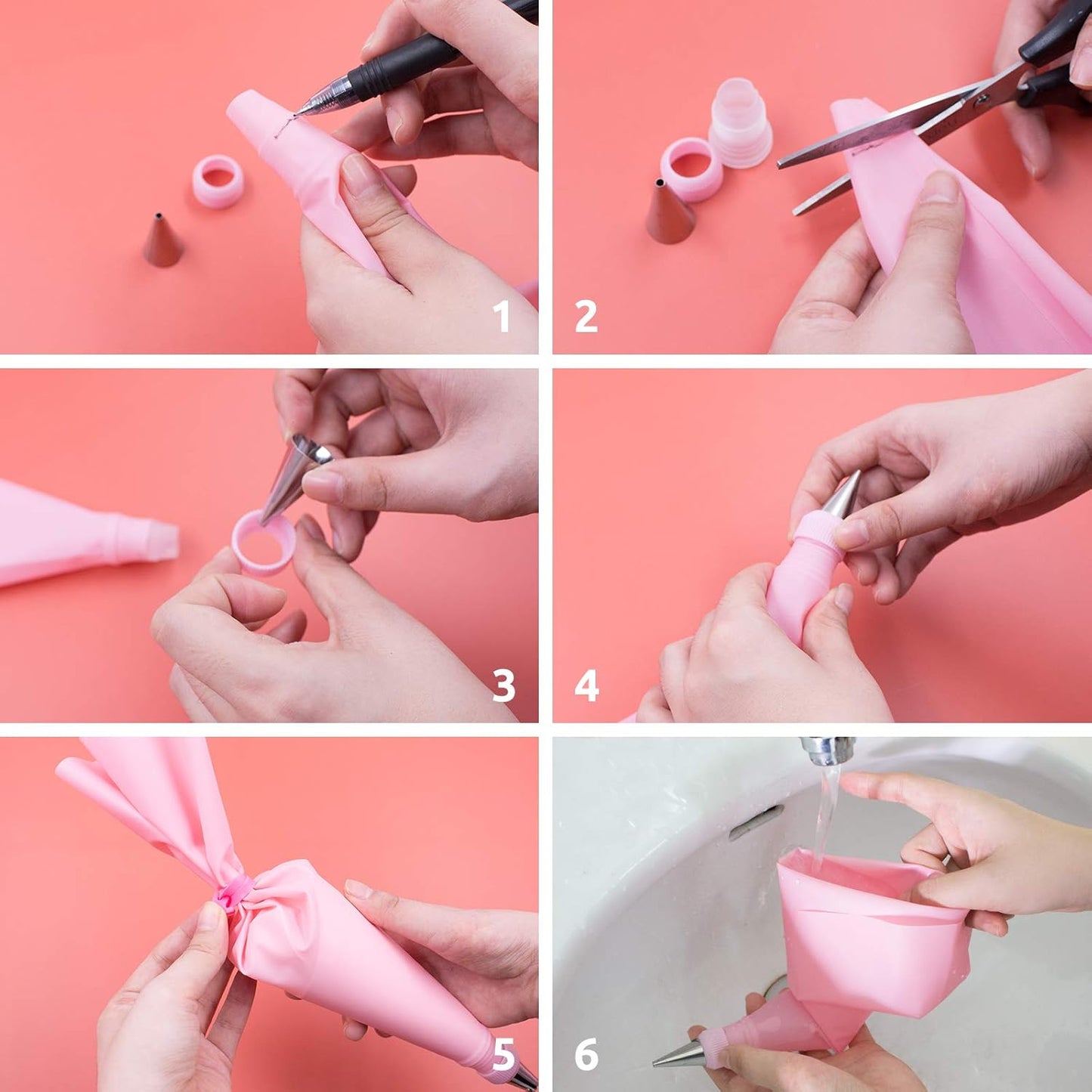 SNAIL GARDEN 38Pcs Silicone Pastry Bags Set, 9Pcs 3 Sizes Reusable Icing Piping Bags with 2Pcs Two-color Pastry Bags, 11Pcs Plastic Couplers+11 Frosting Bag Ties+5 Decorating Tips(12"+14"+16")