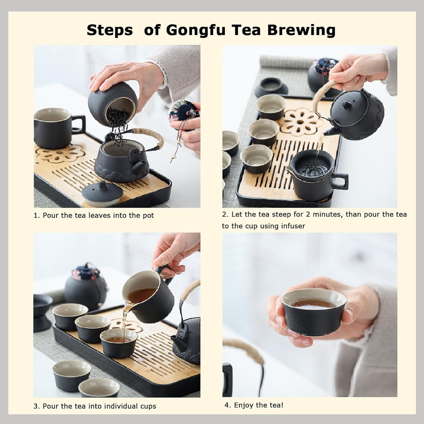 Japanese Tea Set, Portable Ceramic TeaSet, Asian Tea Sets for adult, Tea Gift sets, Travel Tea Set with Teapot,Teacups,Tea Canister,Tea Tray and Travel Bag, Home,Outdoor and Office
