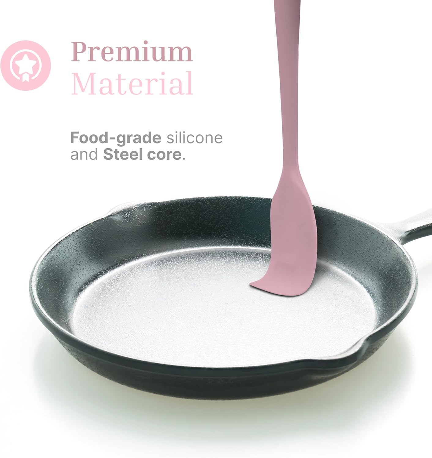 Silicone Spatula Set – 2-Piece Set of Rubber Spatulas for Non-Stick Cookware – Kitchen Tools and Accessories with Comfortable Handles, Heat-Resistant Utensils for Cooking and Baking – Pastel Pink