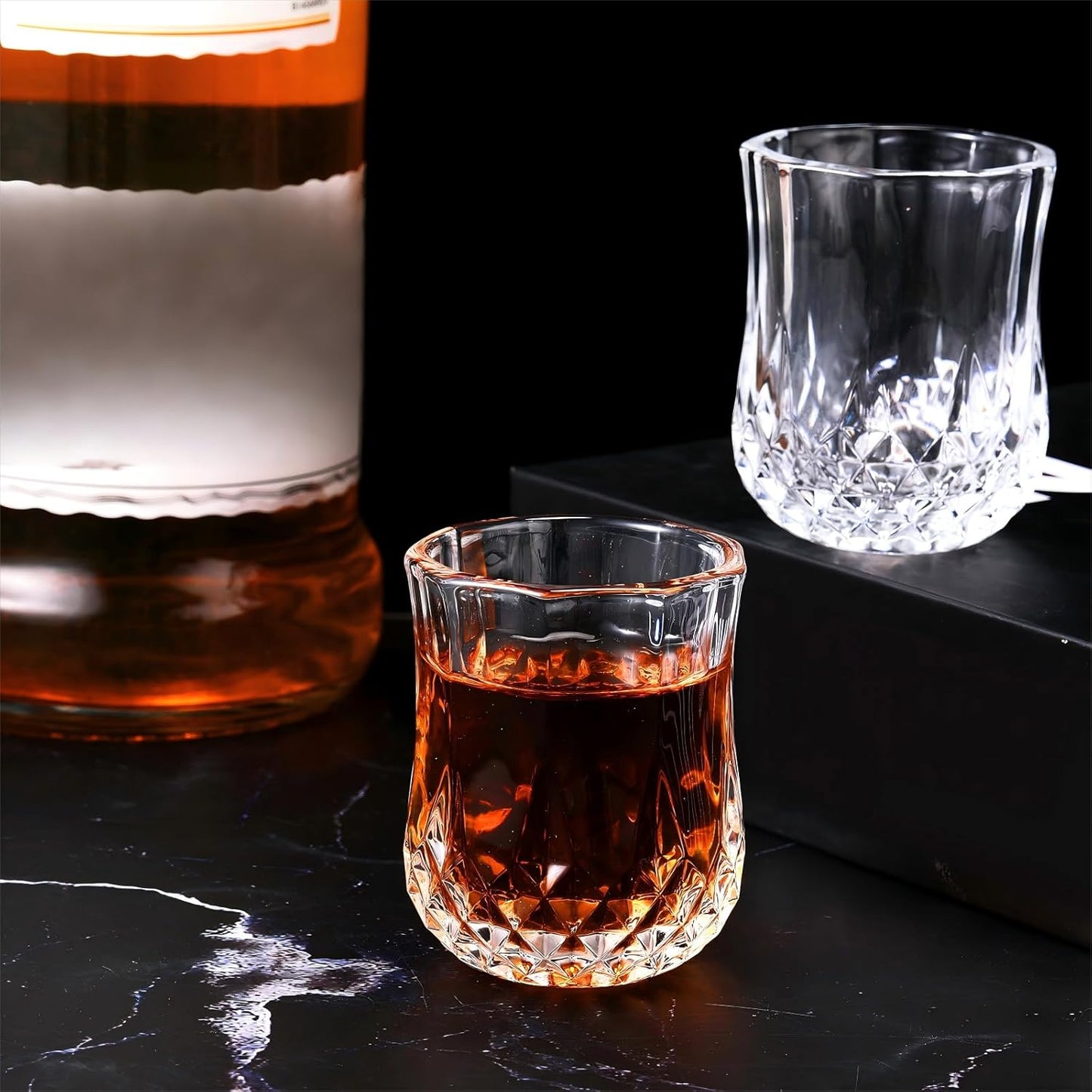 Meanplan 1.7oz Mini Shot Glasses Set Tasting Glasses Heavy Base Clear Shot cup Cute Cordial Mini Wine cups for Serving Whiskey, Wine, Juice(24 Pieces)