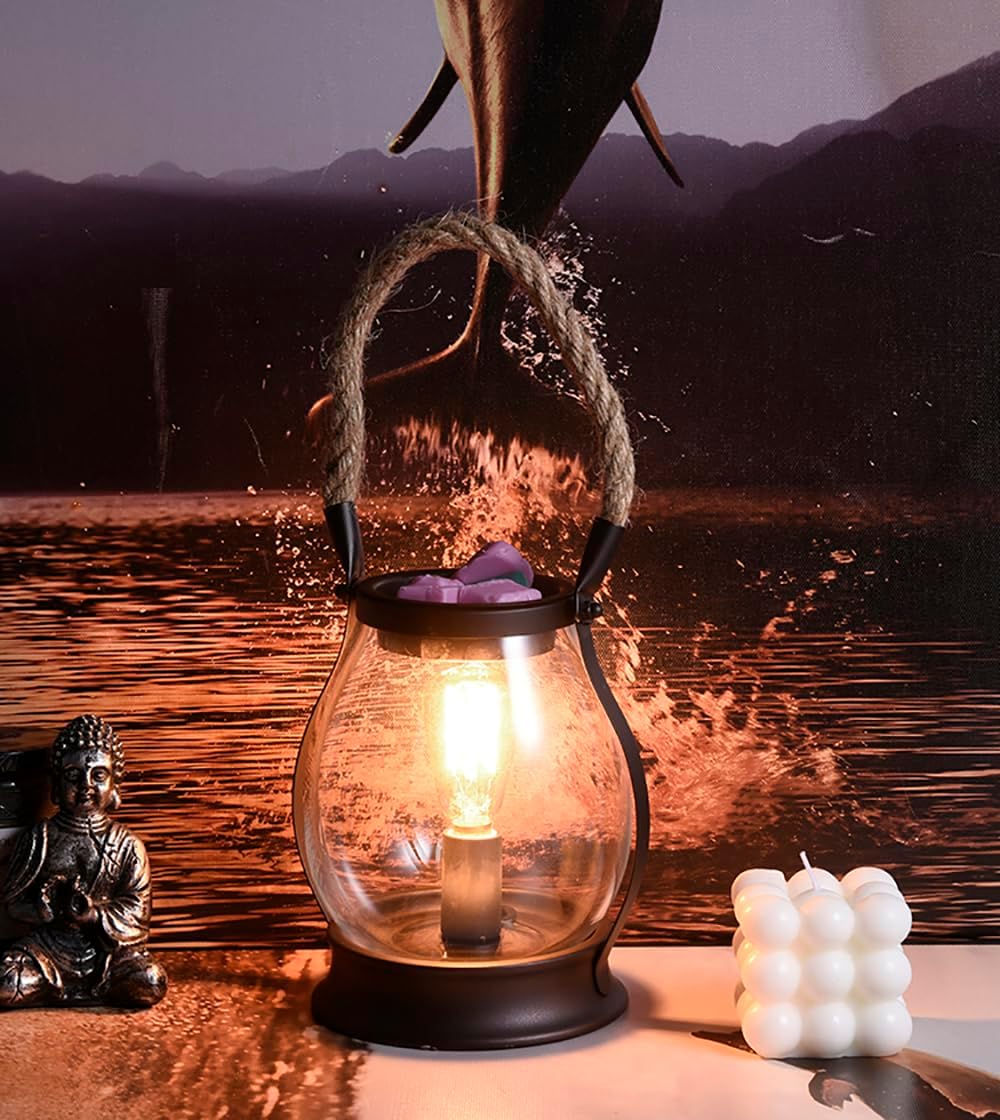 Electric Wax Melting Heater,Edison Bulb Wax Heater,Heater for Scented Wax,Oil Burner for perfumes,Home Decor (Retro, Twine Handle)